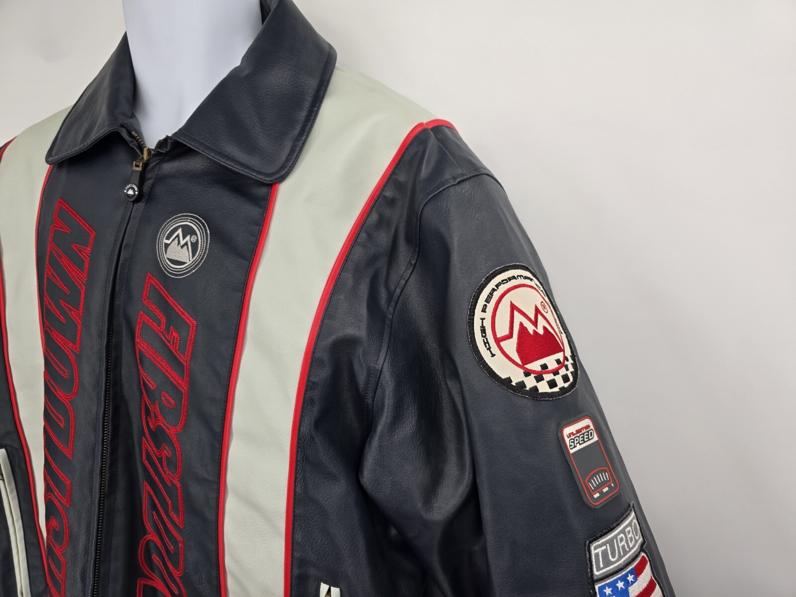 First Down Mens Leather Motorcycle Jacket Racing High Performance Gear Size XL