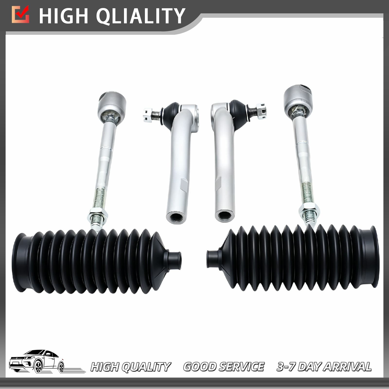 Front Inner & Outer Tie Rod End w/Boots For 93-98 Toyota Supra Lexus SC300 SC400