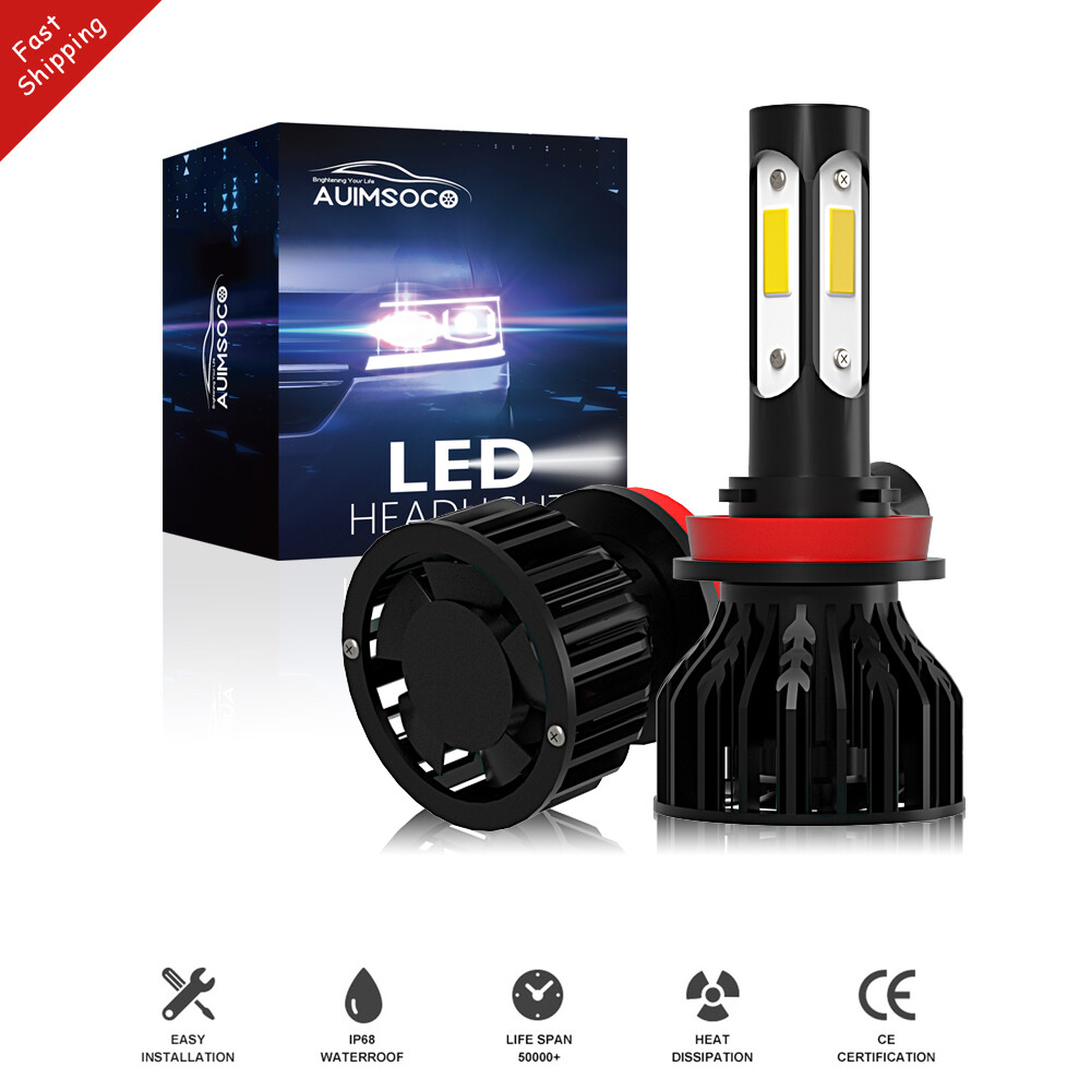AUIMSOCO H11 LED Headlight Kit 6K Low Beam Bulbs Super White 30Days Free Return