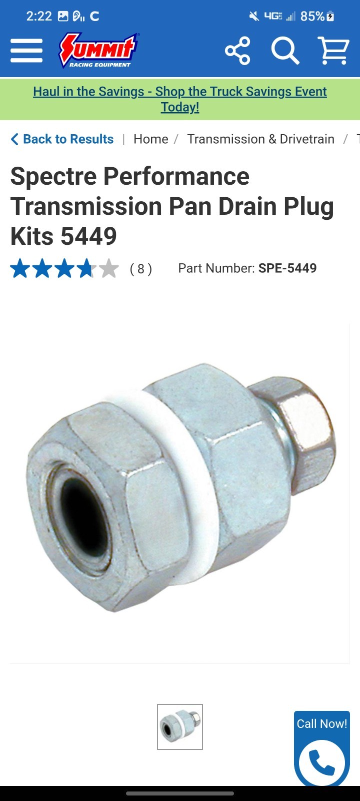 spectre # 5449. Drain plug universal oil/transmission All-Makes And models
