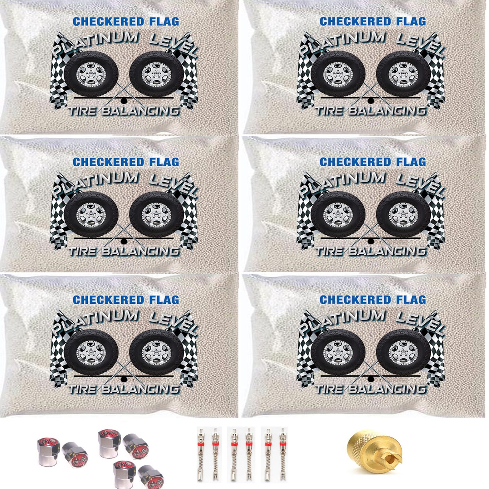 5oz Tire Balancing Beads Ceramic 6 Tire Dually Kit includes 5 Ounce Bead Bags
