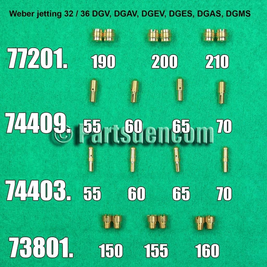 JETTING 2 FIT WEBER CARBURETTOR 32/36 DGV DGAV DGEV DGAS 73801 74403 74409 77201