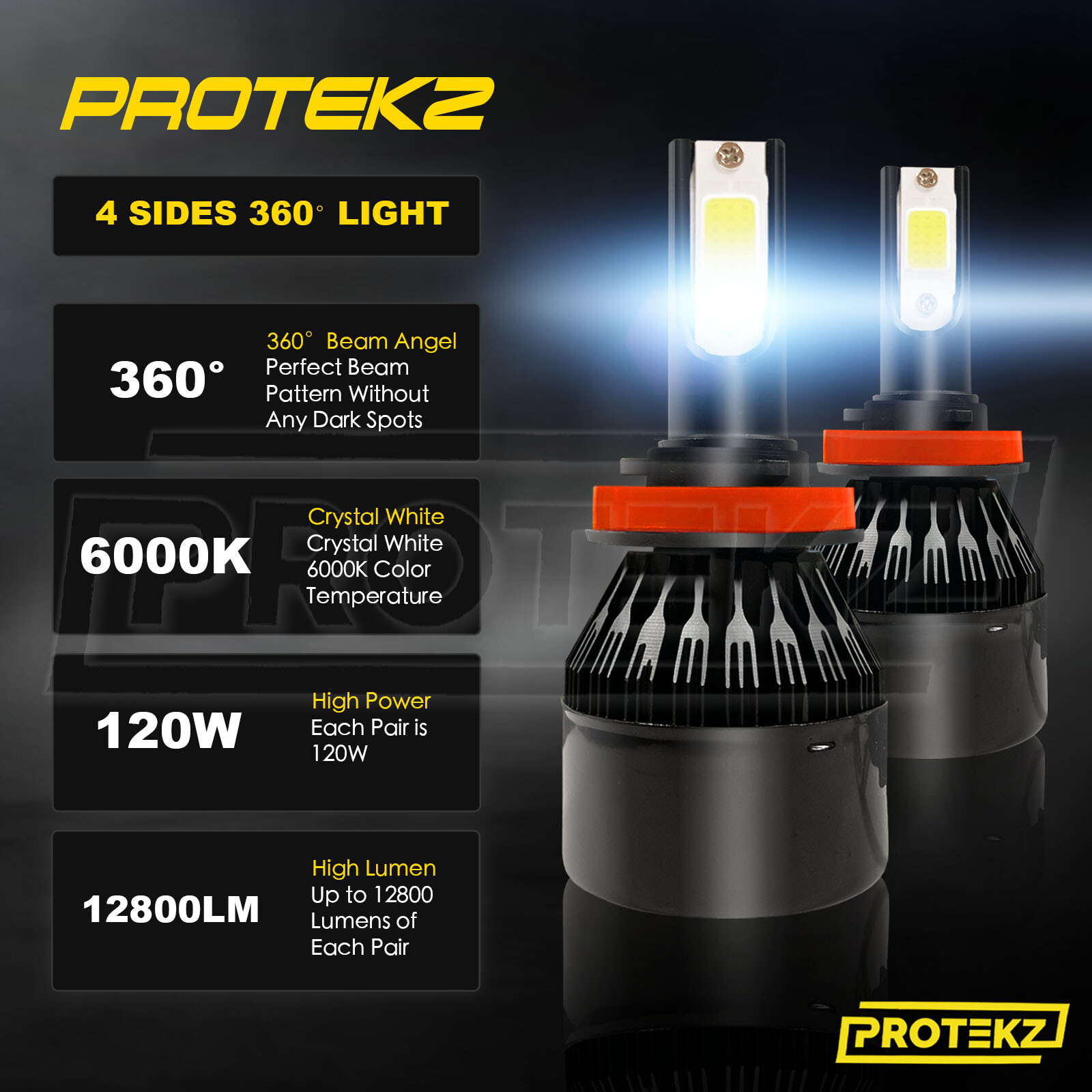 9005 HB3 LED Headlight 2 Bulbs Kit CREE CSP 6000K High Beam 60Days Free Return