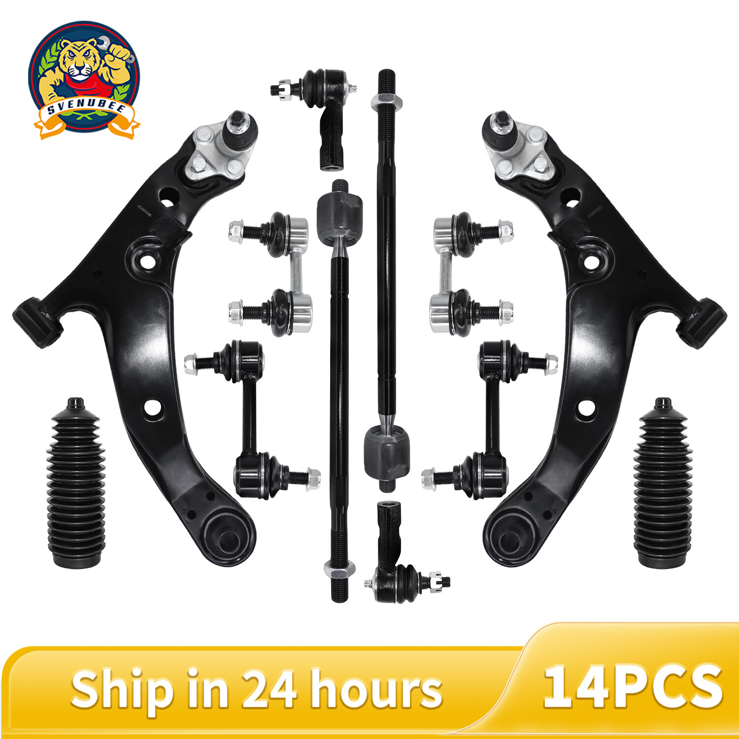 14Pcs Front Lower Control Arm Ball Joint Tie Rod for 1996-2002 Toyota Corolla
