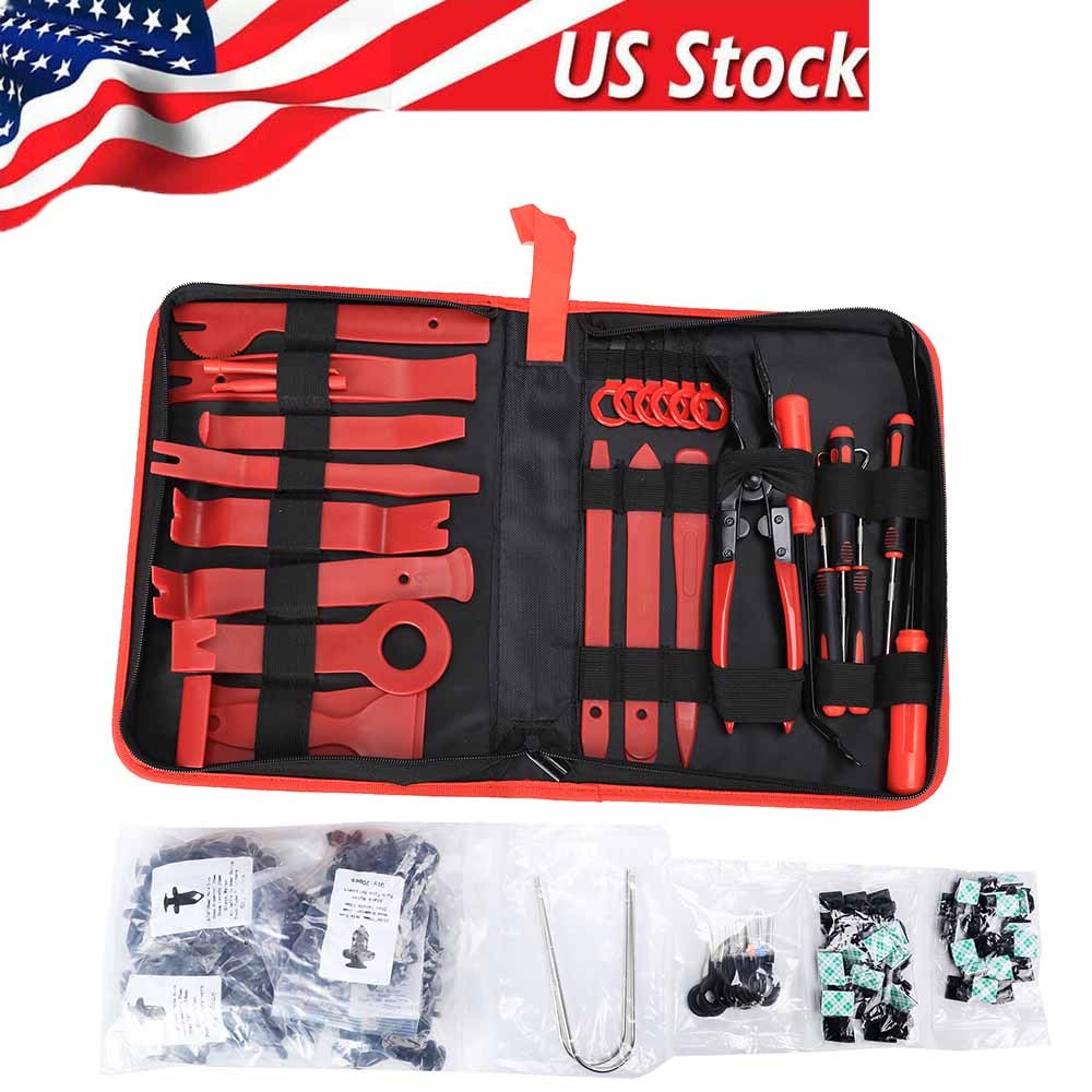 200Pcs Car Trim Removal Tool Set Hand Tools Pry Bar Panel Door Interior Clip Kit