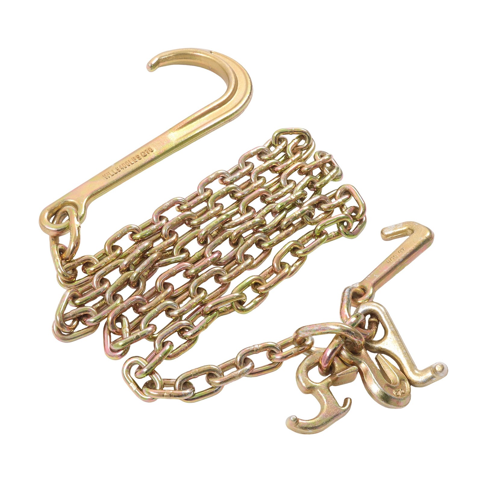 4 Pieces 4700Lbs J Hook Chain Tow Chain 5/16″×8′ G80 With 15″ JRT Hook Grab Hook