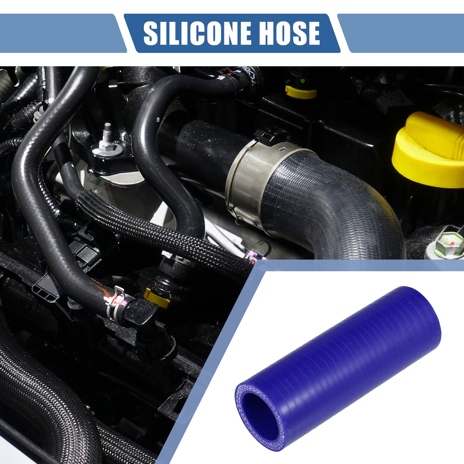 25mm 0.98″ ID 100mm 3.94″ Length 0 Degree Blue Car Silicone Hose Universal
