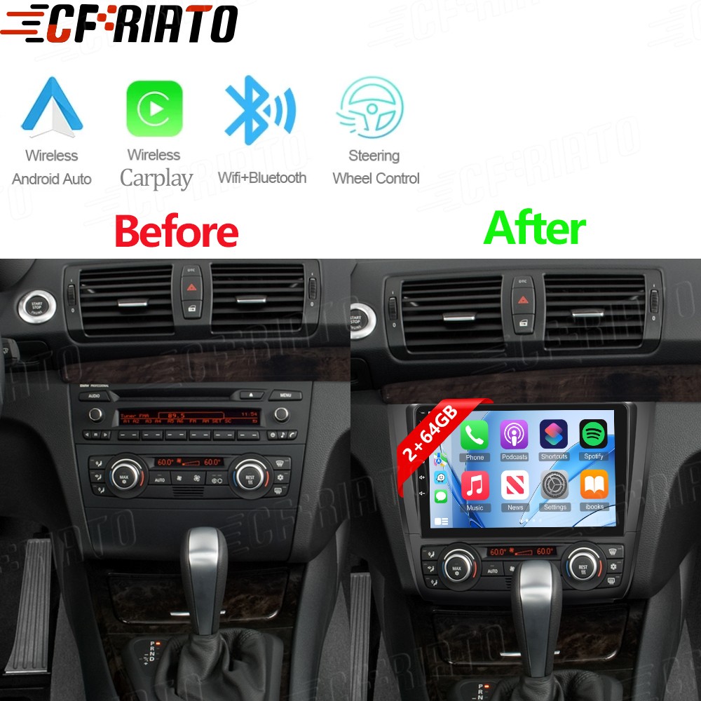 2+64GB For BMW 1 Series 128 i 135 i 9″ Android 15.0 Car Stereo Carplay GPS Radio