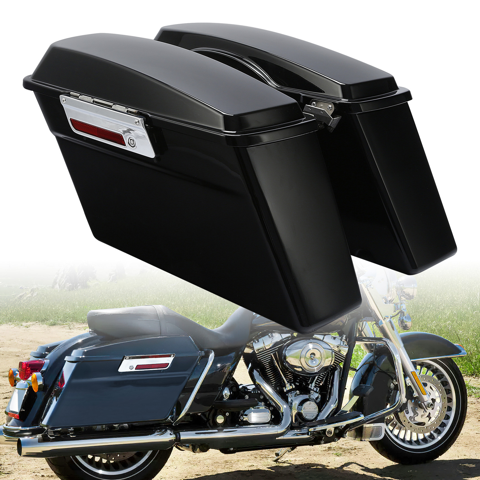 Vivid Black Saddlebags Saddle Bags Fit For Harley Touring Electra Glide ’94-13
