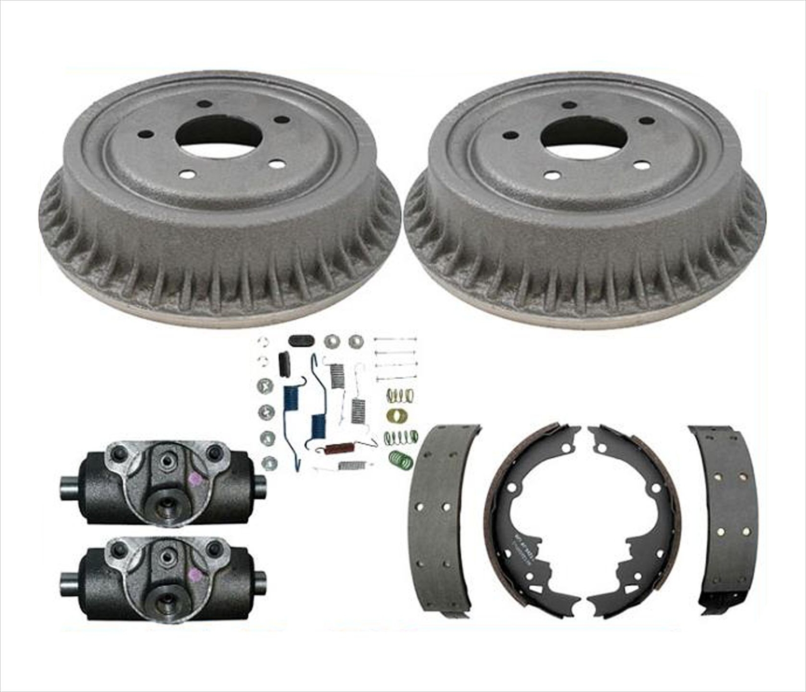 Rear Brake Drums Shoes Springs Wheel Cylinders Set For Chevy S10 GMC S15 2WD