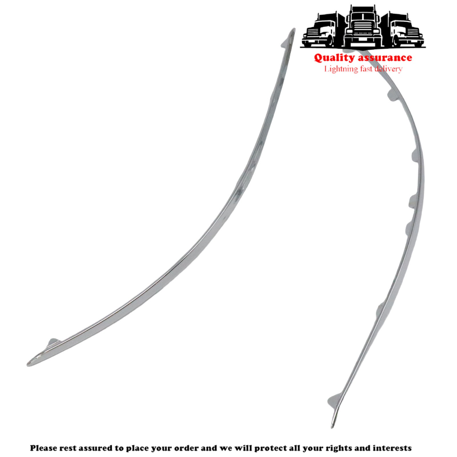 1Pair Left+Right Bumper Chrome Molding Trim For Mercedes-Benz 2010-2014 C250