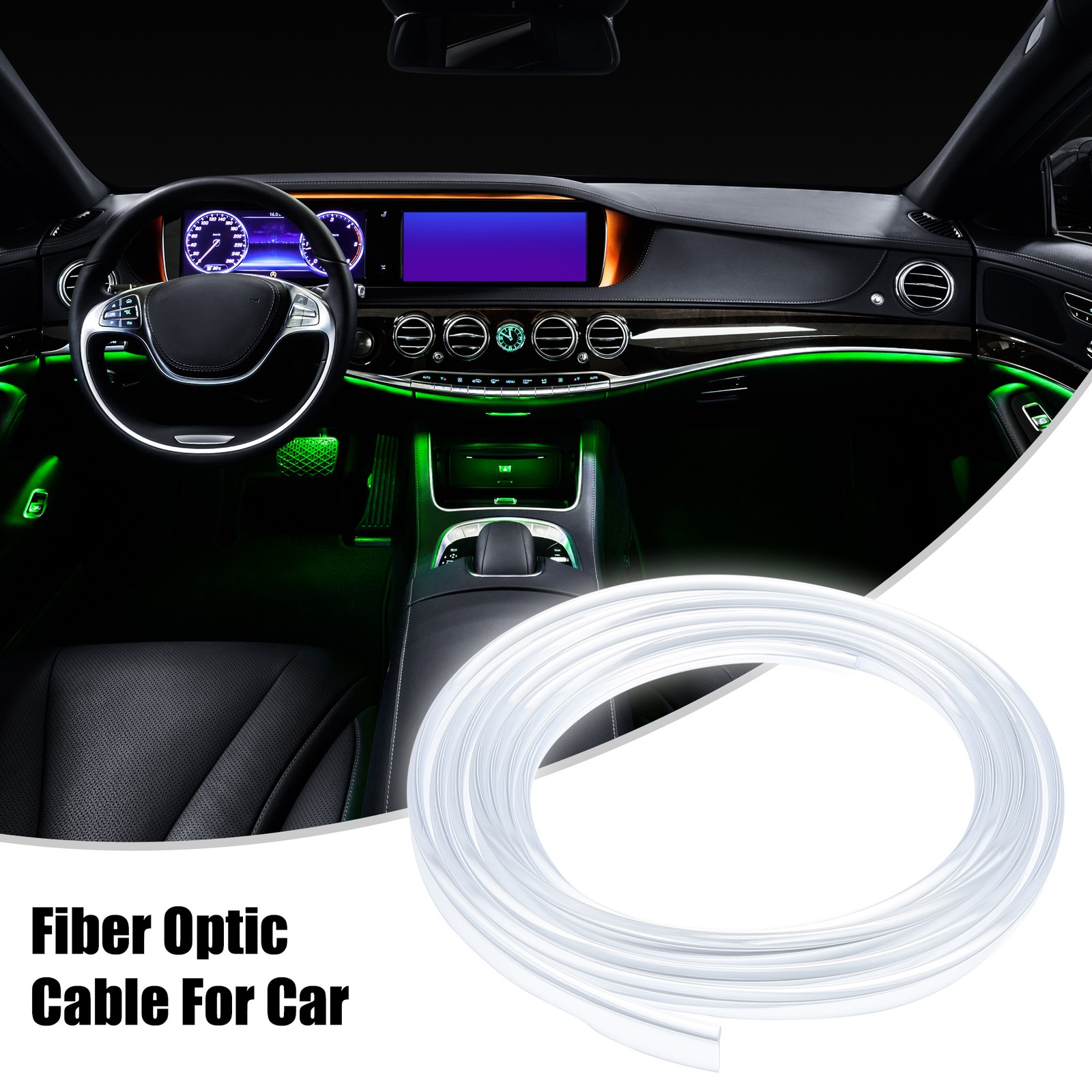 3mm 0.12″ 2m 6.56ft Universal Skirt Side Glow Auto Optic Fiber Cable Clear