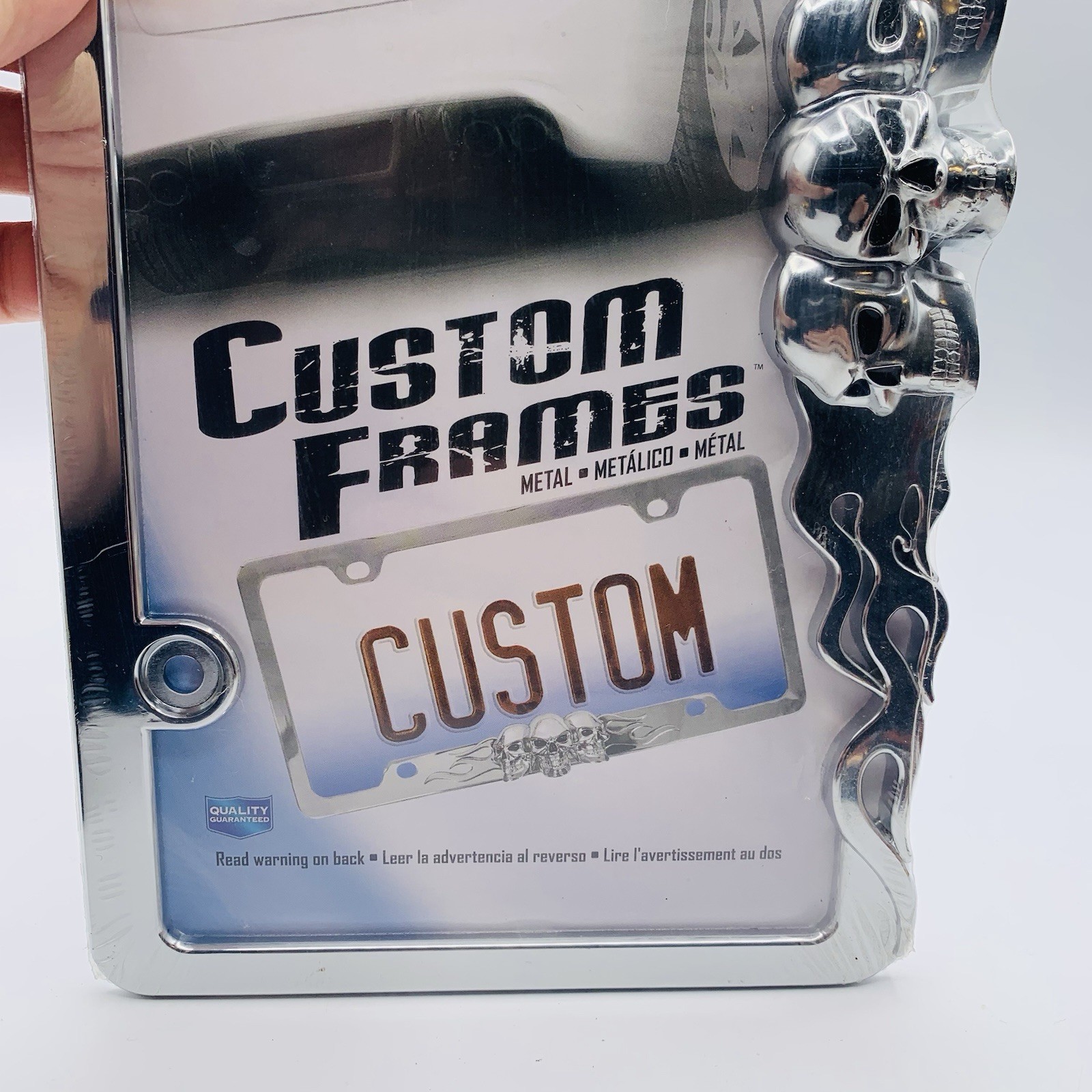 Skull & Flames Custom Design Metal License Plate/ Tag Frame / Holder
