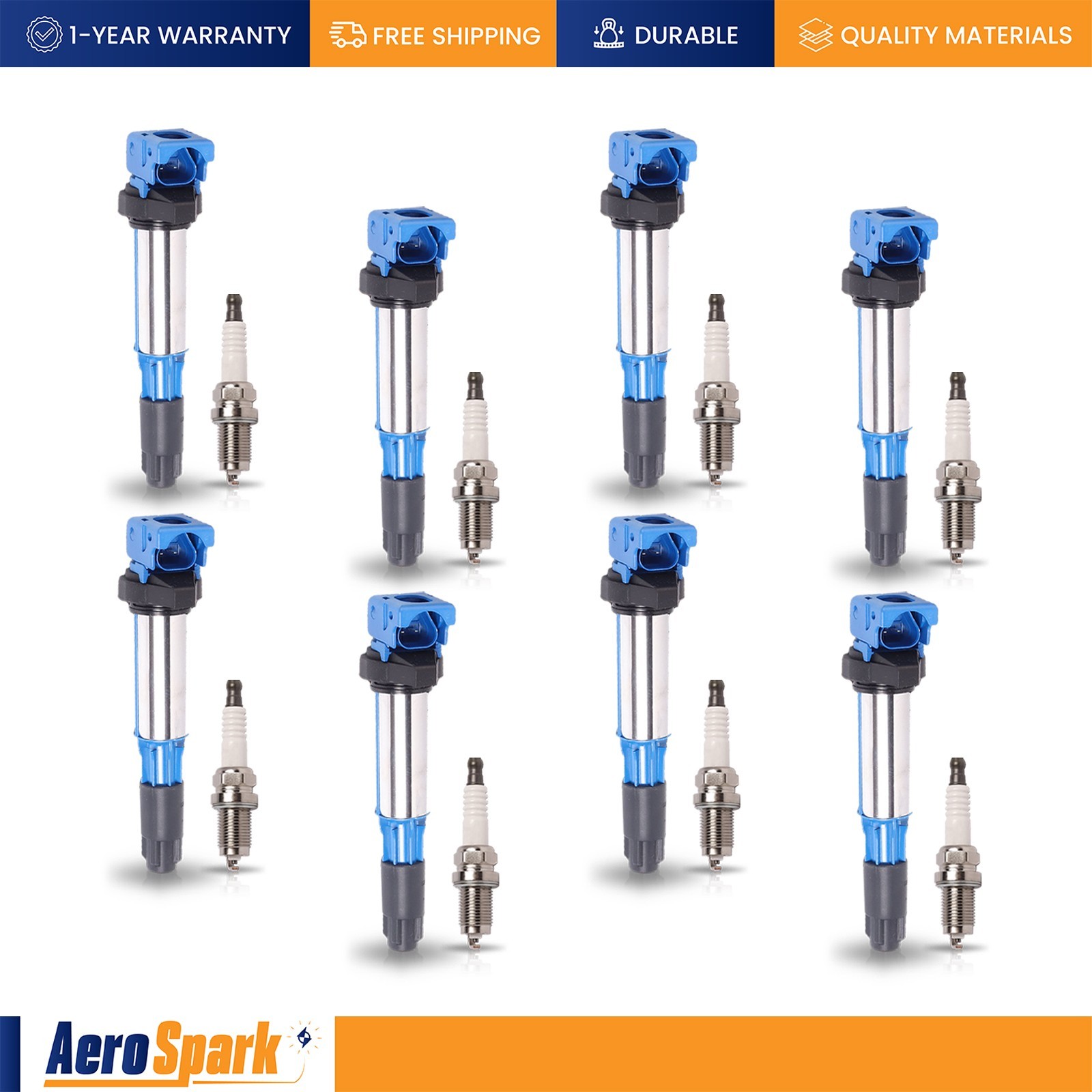8 Performance Ignition Coil & Spark Plug For BMW 550i 650Ci 750Li 750i X5 4.8L