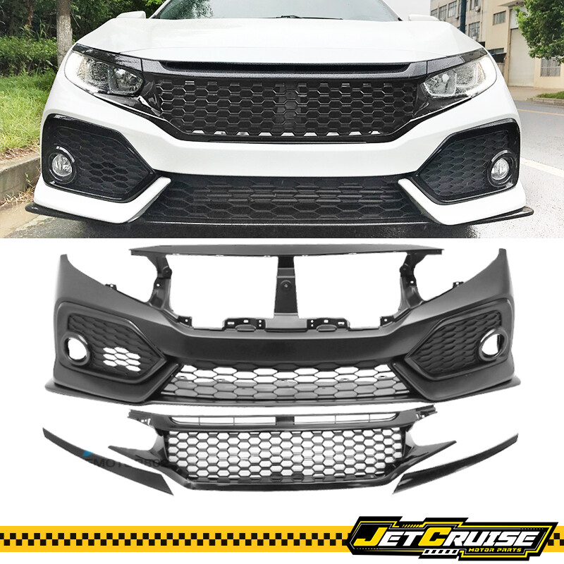 Fits 16-20 Honda Civic Coupe Sedan OE Style Front Bumper Conversion & Grille