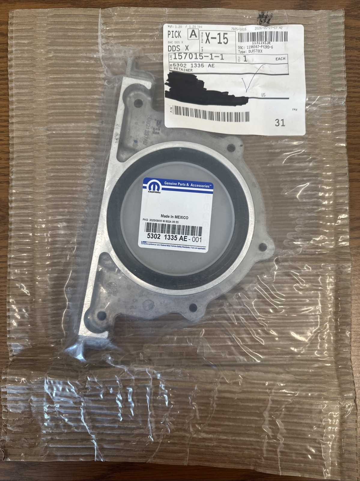 Genuine Mopar Crankshaft Rear Oil Seal Retainer 53021335AE