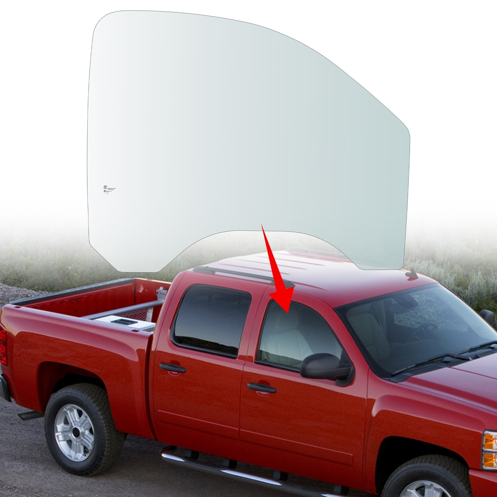 Right Side Front Door Window Glass For 07-11 Chevy Silverado GMC Sierra Pickup