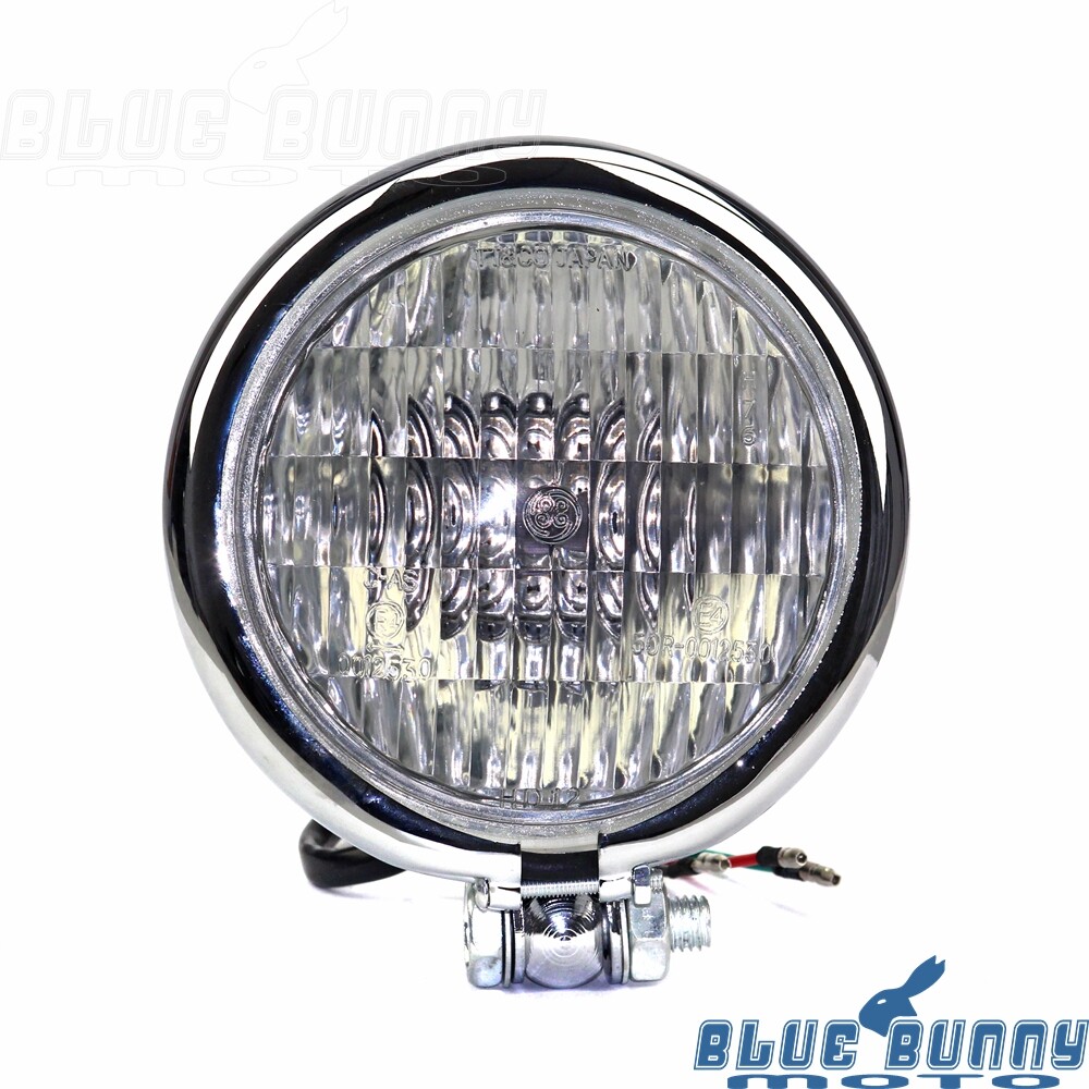 Bates Style 4.5″ H4 Headlight Chrome Housing For Harley Chopper Bobber Cruiser