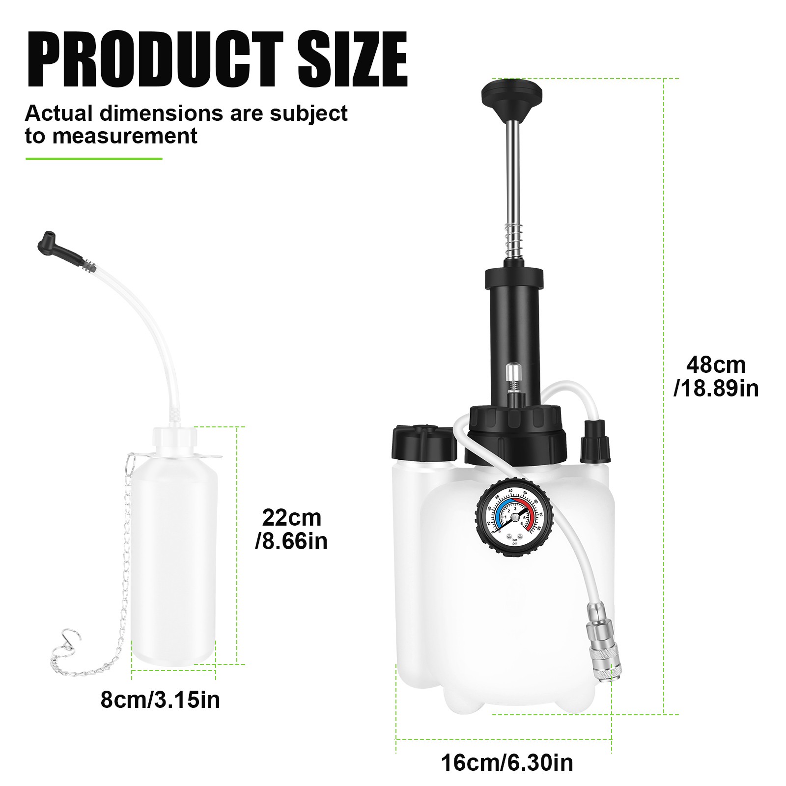 3L Brake Bleeder Kit Manual Fluid Pump W/4 Master Cylinder Adapters 1L Bottle US