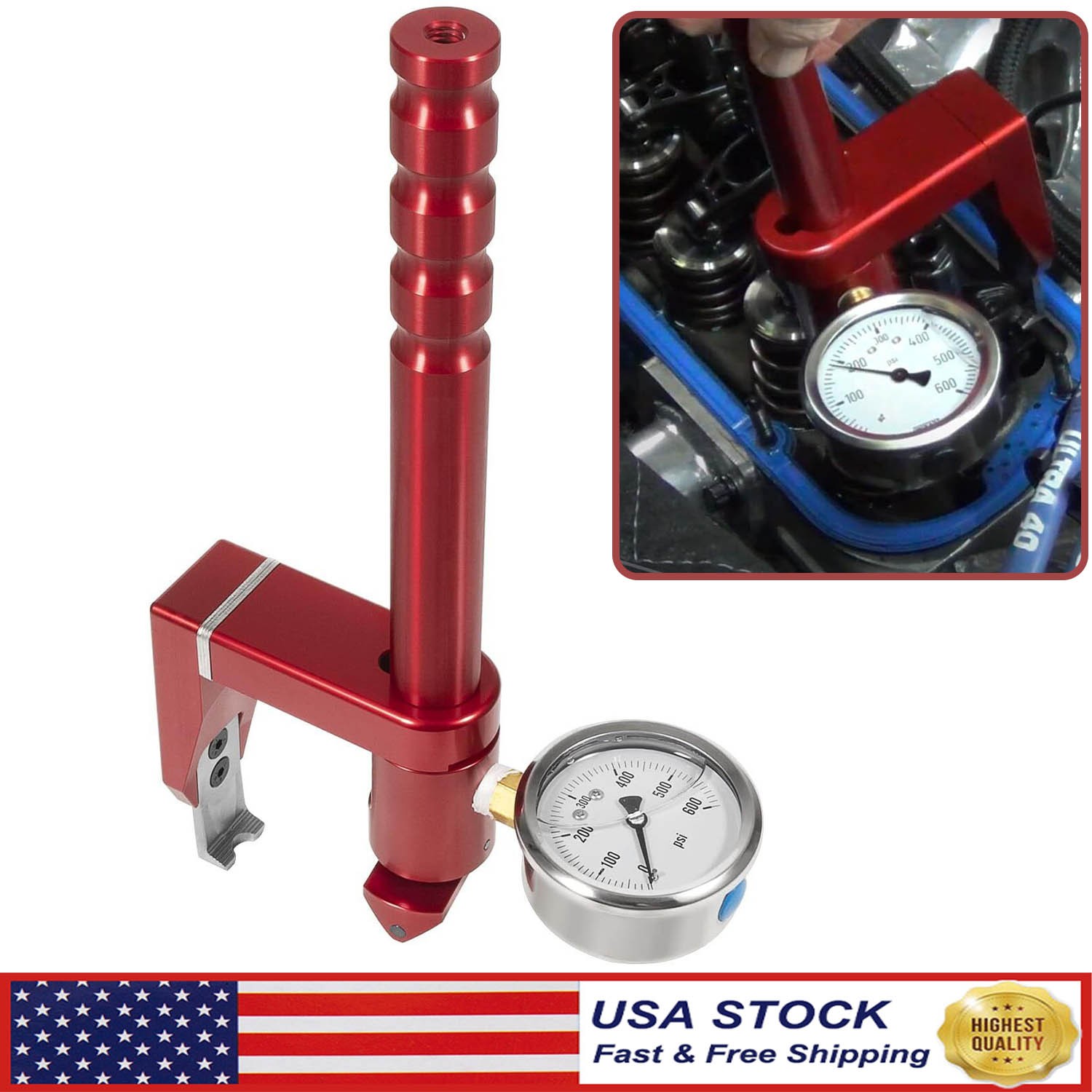 0-600PSI Valve Seat Pressure Tester Adjustable On-Head Valve Spring Gauge PC-100