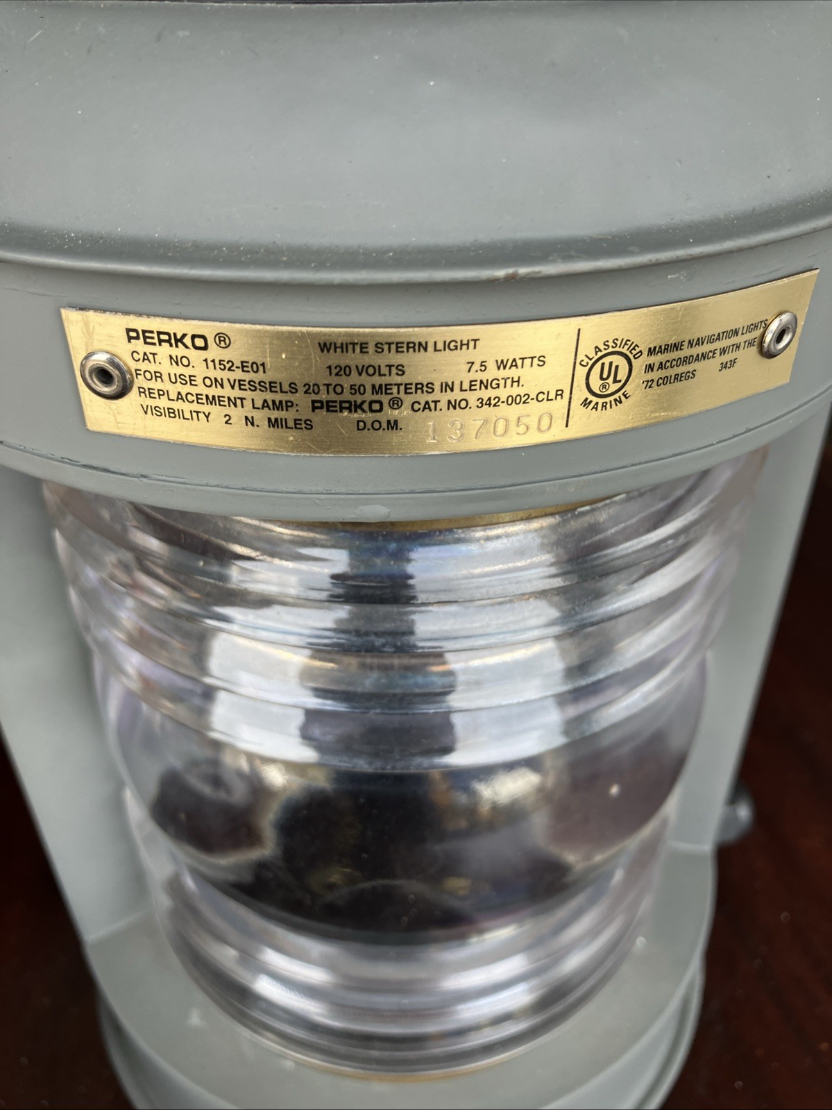 Ship Lattern Perko White Stern Light, Vessels 20-50 Meters, 1152-EO1, 120 V 7.5W