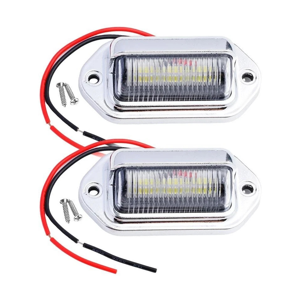 6 LED Car License Number Plate Light For SUV Truck Trailer Van Tag Step Lamp