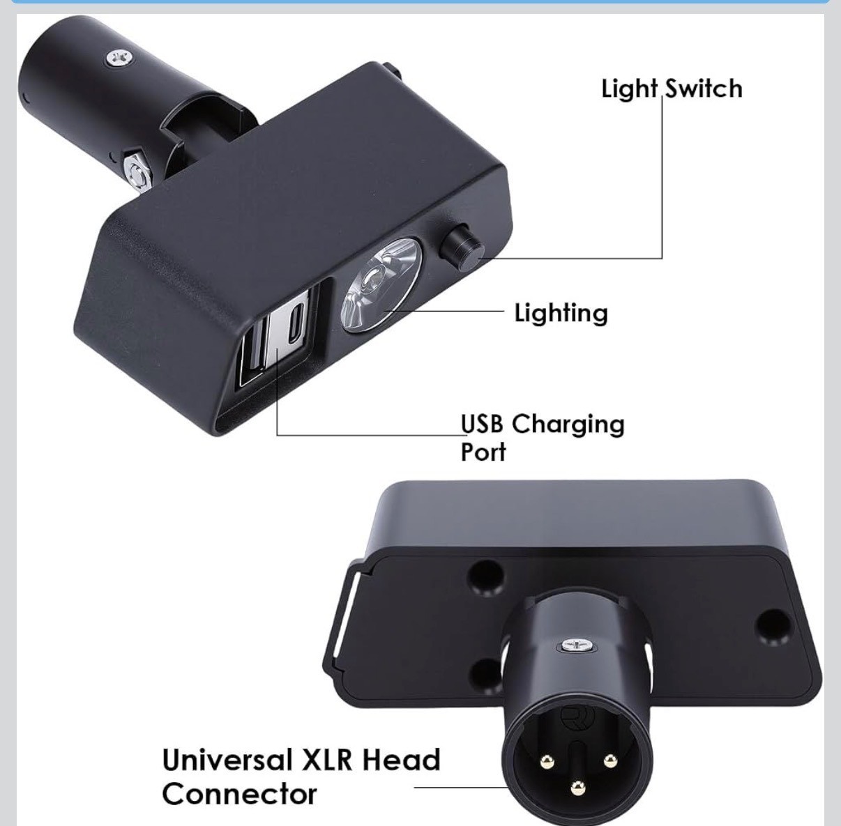 Universal LED Light for Electric Chair with 3 Pin XLR Head USB port
