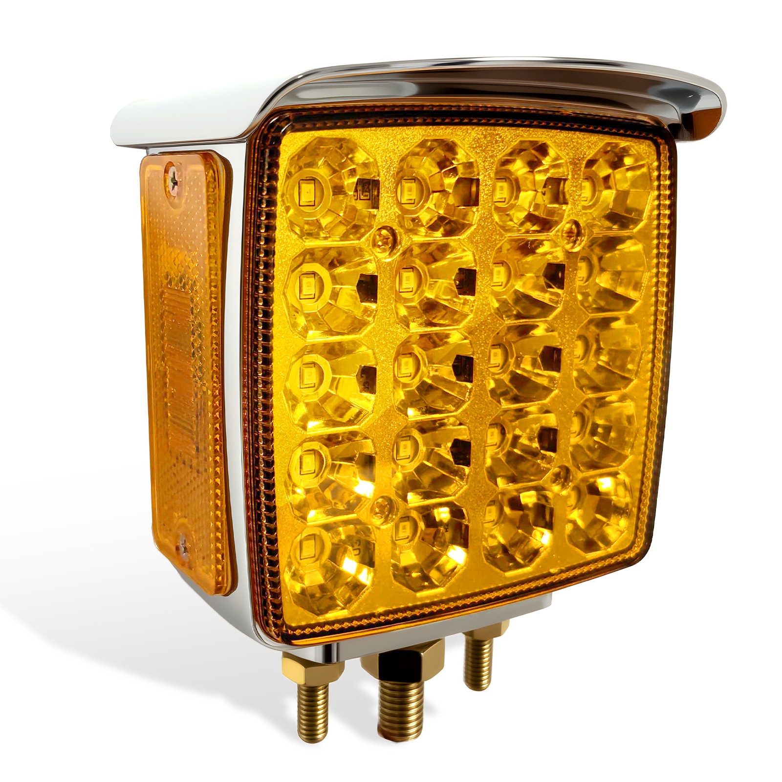 2 Square Dual Face Stud Mount Pedestal Cab Fender Turn Signal Light 44 LED Truck