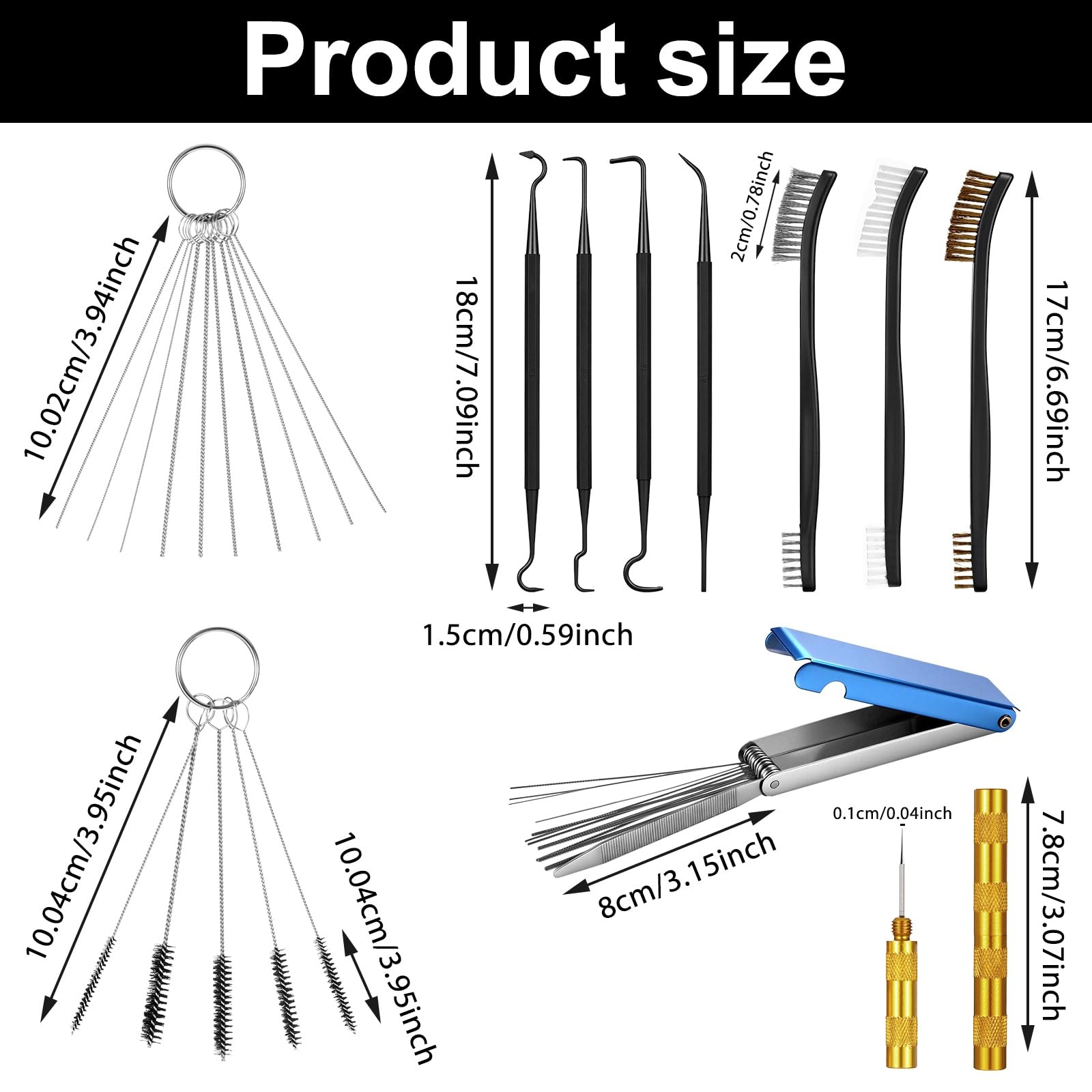 Carburetor Cleaning Kit Includes 7 Nylon Brushes, 23 Needles | 1 Single-head