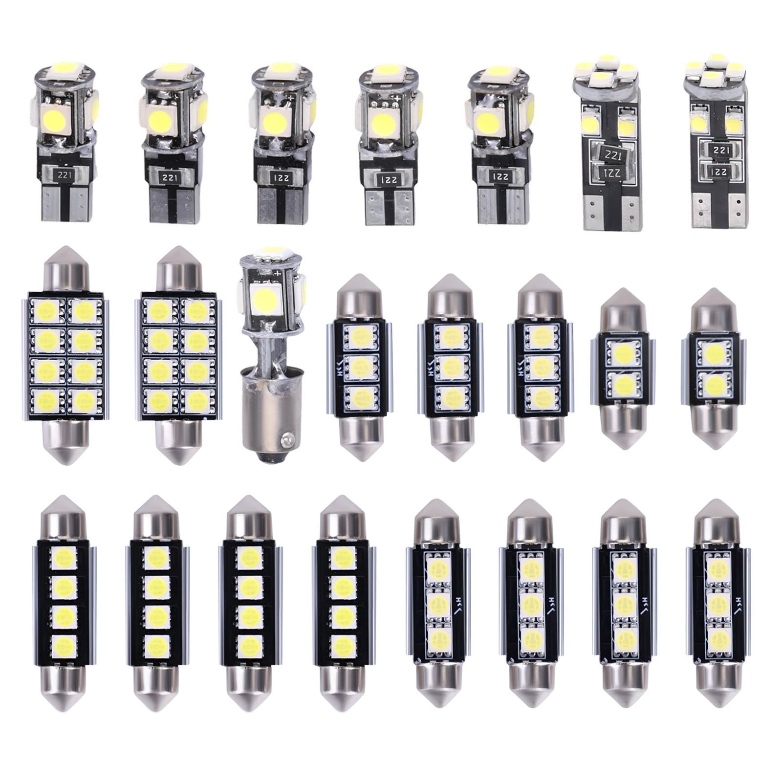 23x White LED Car Interior Inside Light Dome Trunk Map License Plate Lamp Bulbs