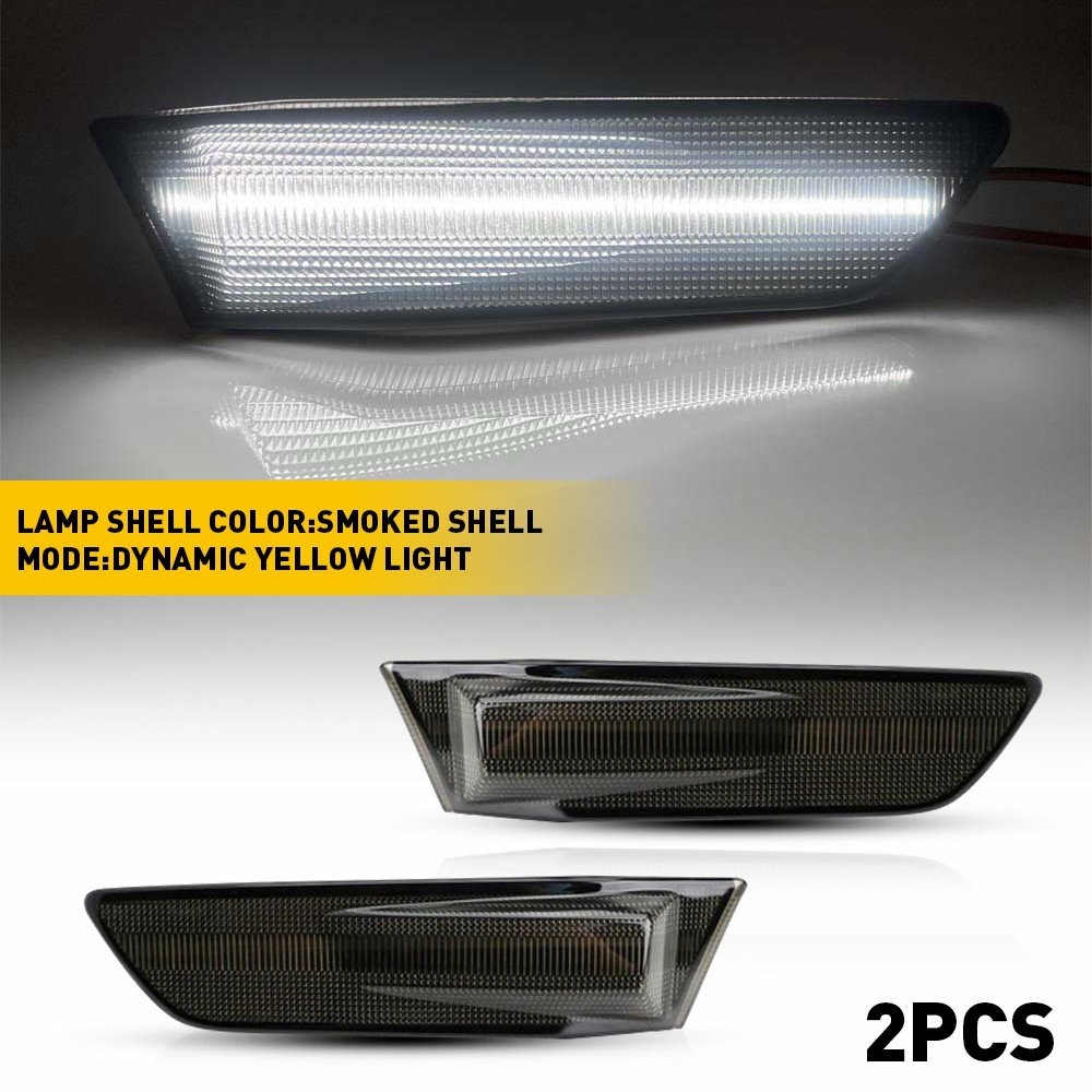 Sequential Switchback Smoke LED Side Marker Light DRL For 2002-07 Nissan Skyline