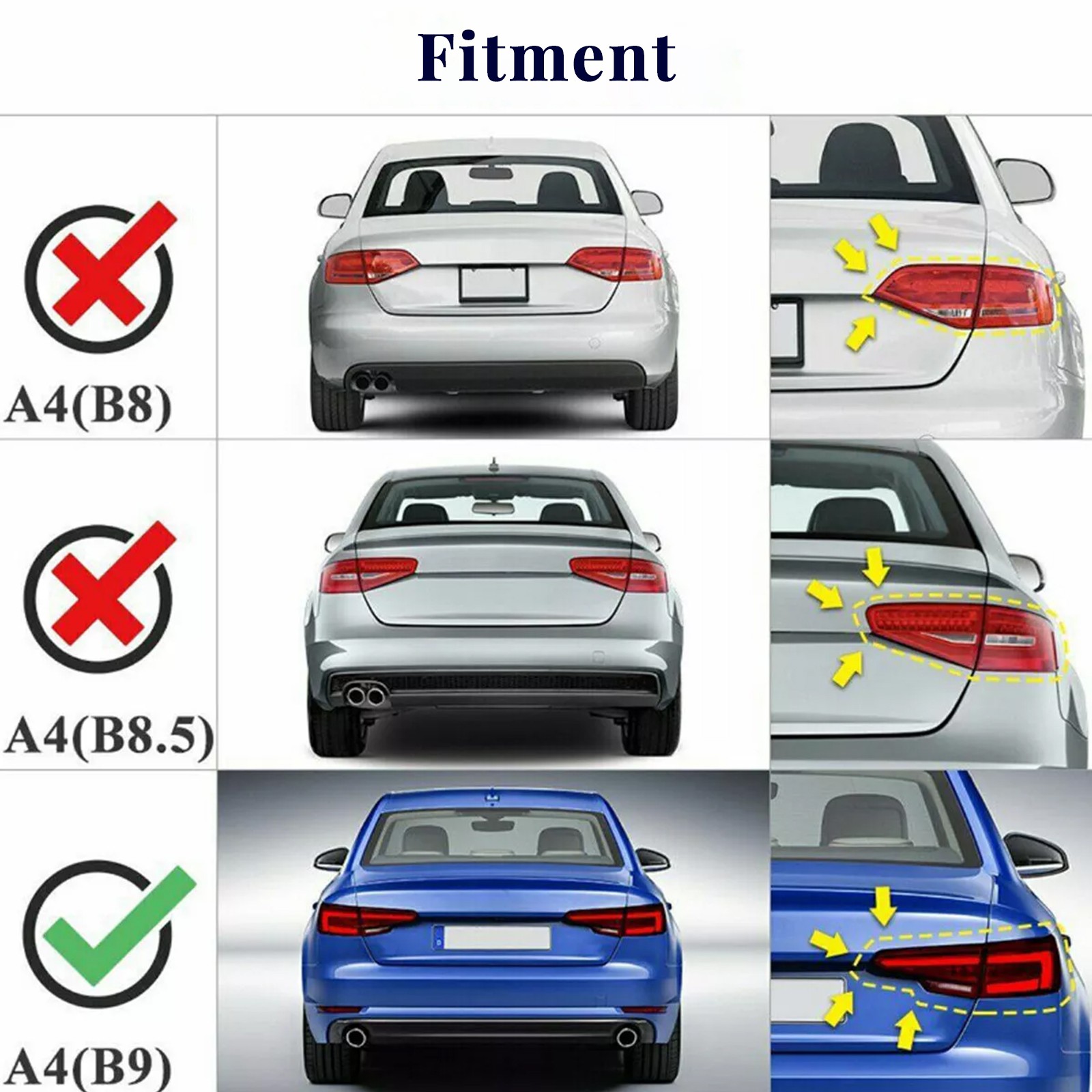 Rear Trunk Spoiler Wing for 2017-2024 Audi A4 S4 B9 Sedan High Kick Glossy Black