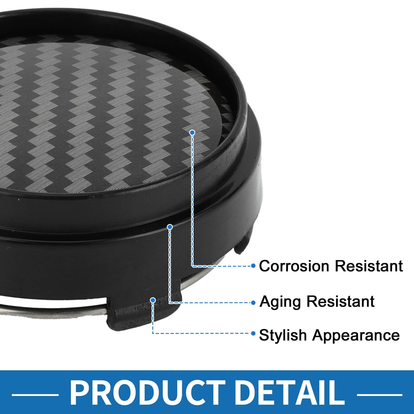 Universal Wheel Center Hub Cap Durable 66mm 2.60″ OD Carbon Fiber Pattern Black