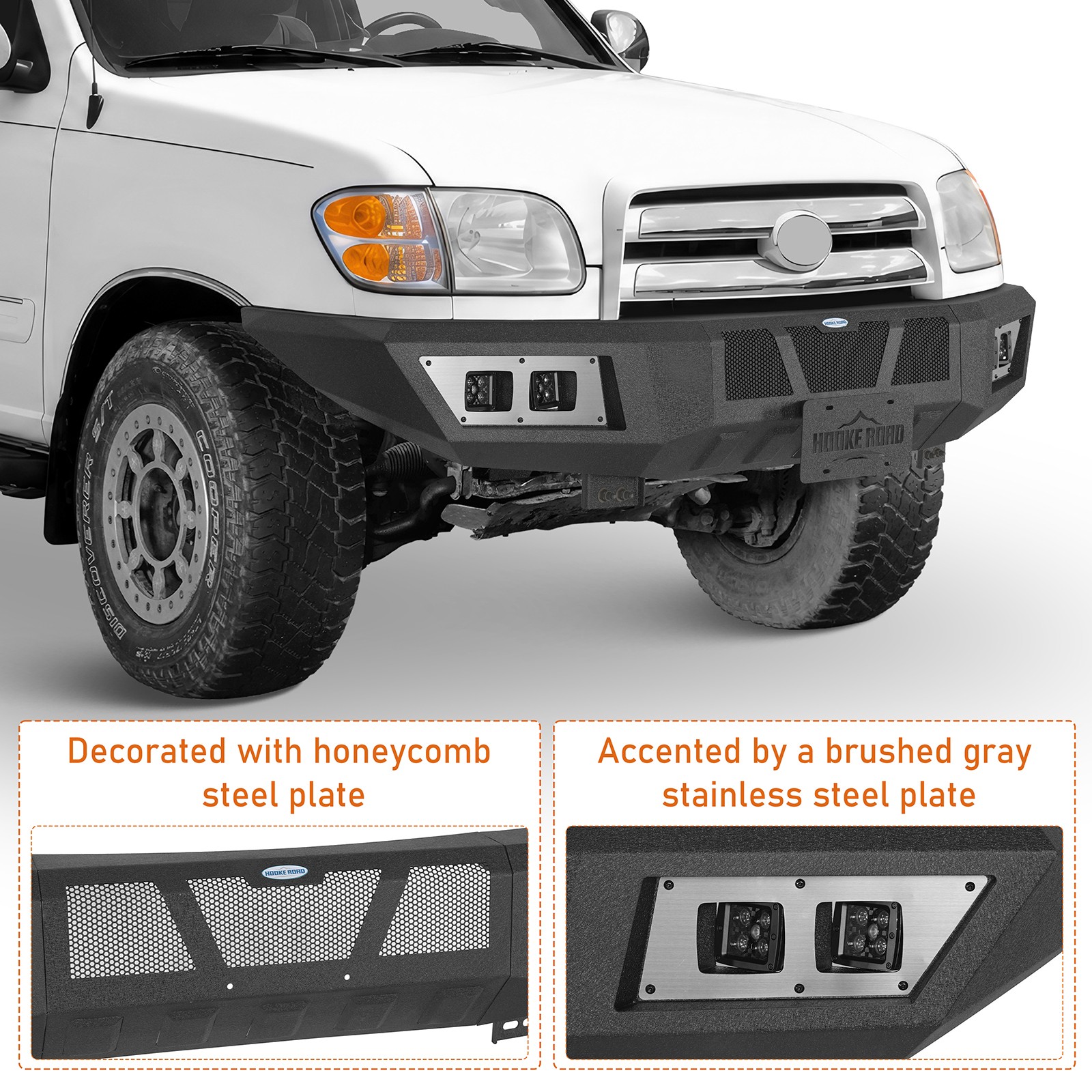 Beast Mode Front Bumper For Toyota Tundra 2000-2006, 4 LEDs Included, No Cut
