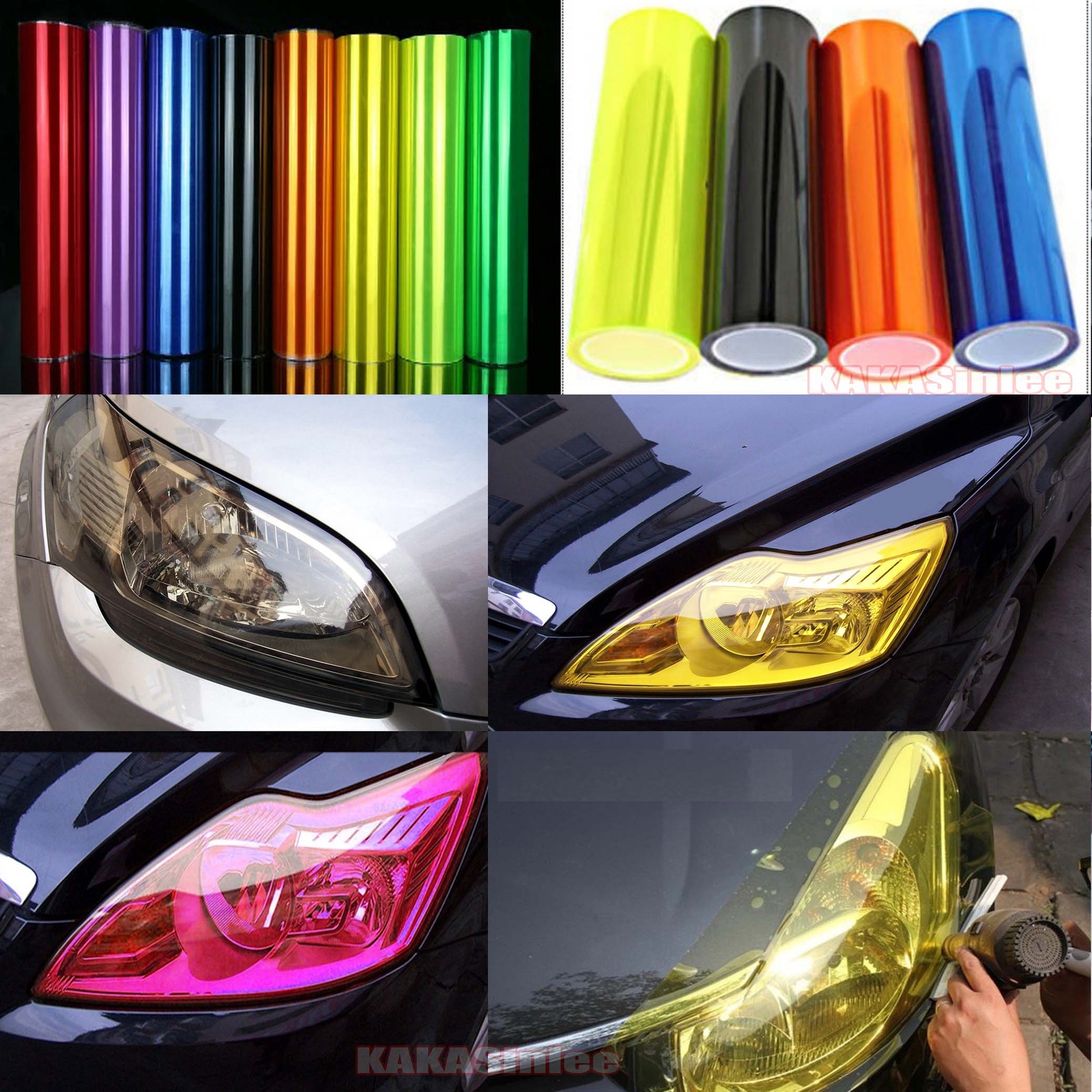 Colorful Car SUV Headlight Taillight Vinyl Wrap Glossy Tint Flexible PVC Sticker