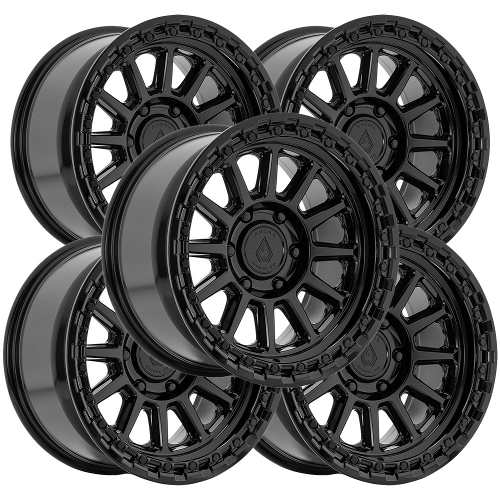(Set of 5) Arena A128 Enduro 17×9 5×5″ +0mm Gloss Black Wheels Rims 17″ Inch