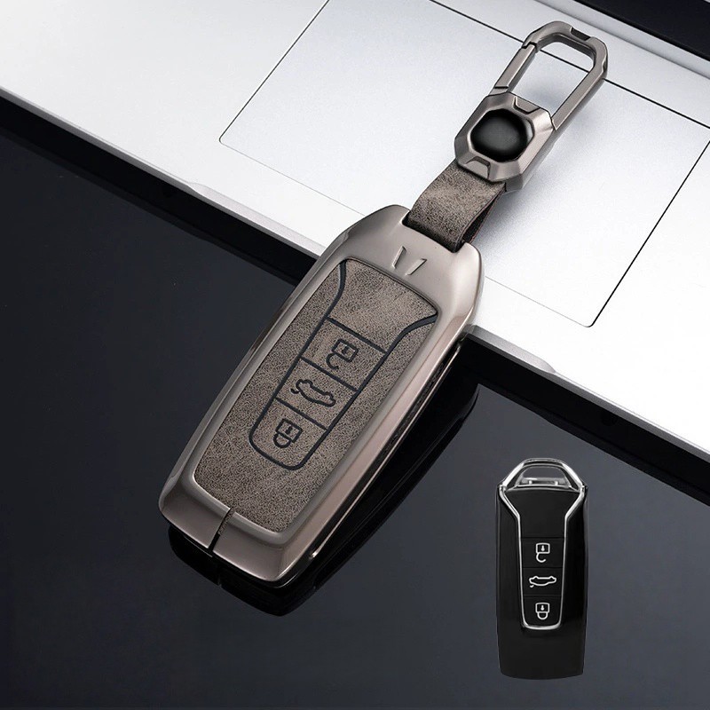 Zinc Alloy Leather Car Remote Key Fob Case Cover Bag For Volkswagen Touareg 2019