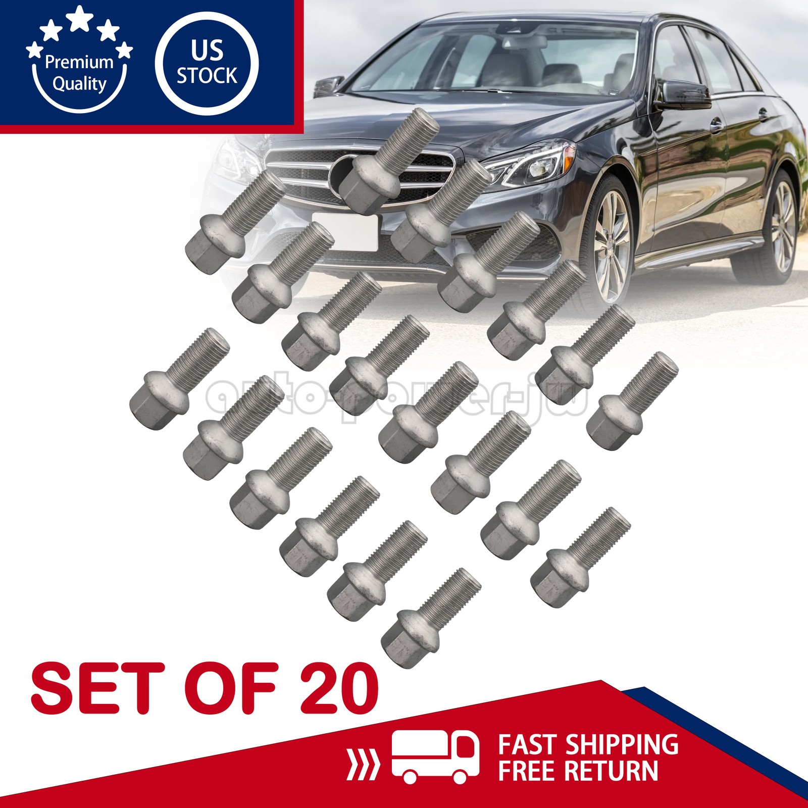 Set Of 20 Lug Bolts Nuts For Benz E350 E550 SL500 SL550 CLS550 C250 C350 US