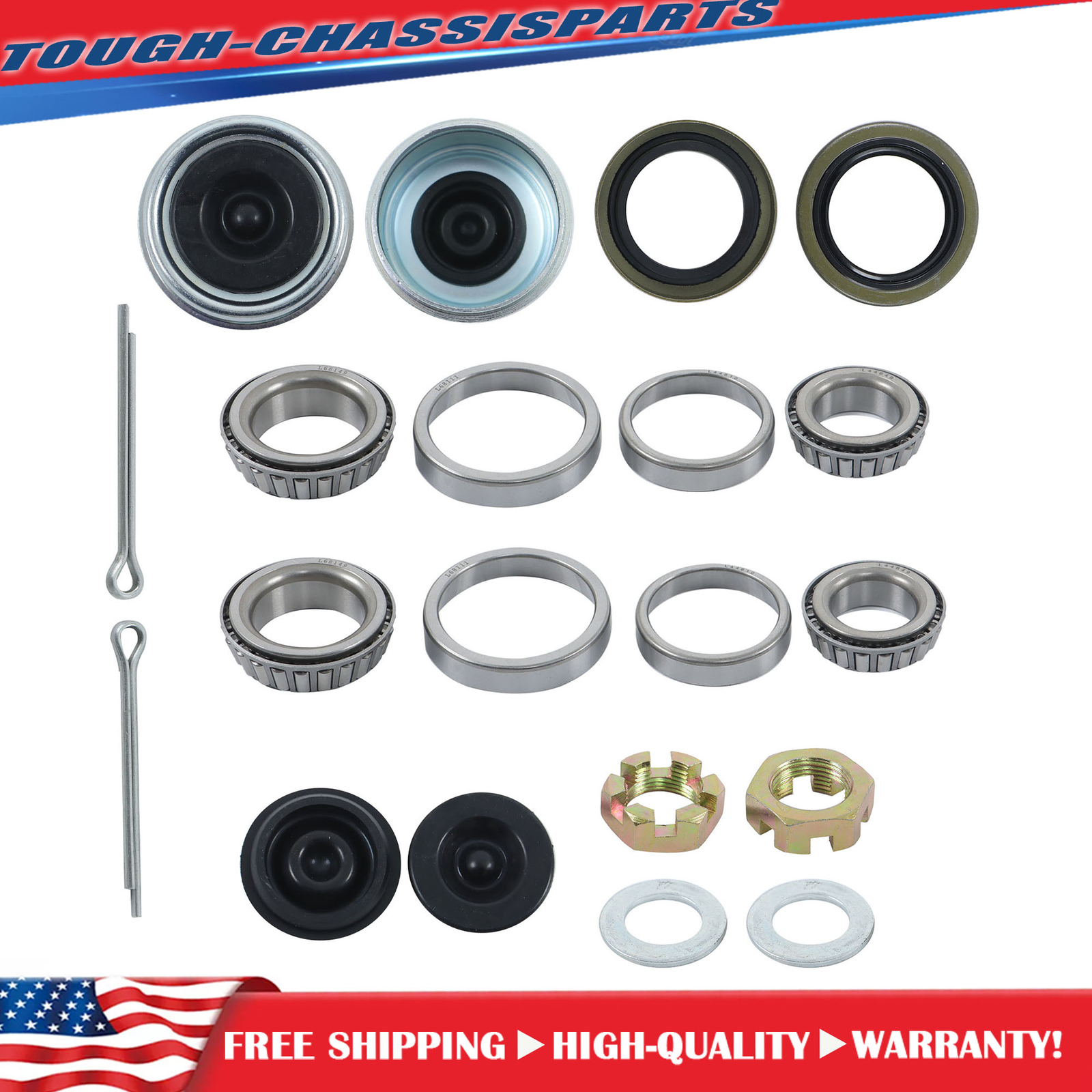 2Set Fit For 1-3/8″ to 1-1/16″ 3500Lbs Trailer Axle Trailer Bearing Kit 11PC/set
