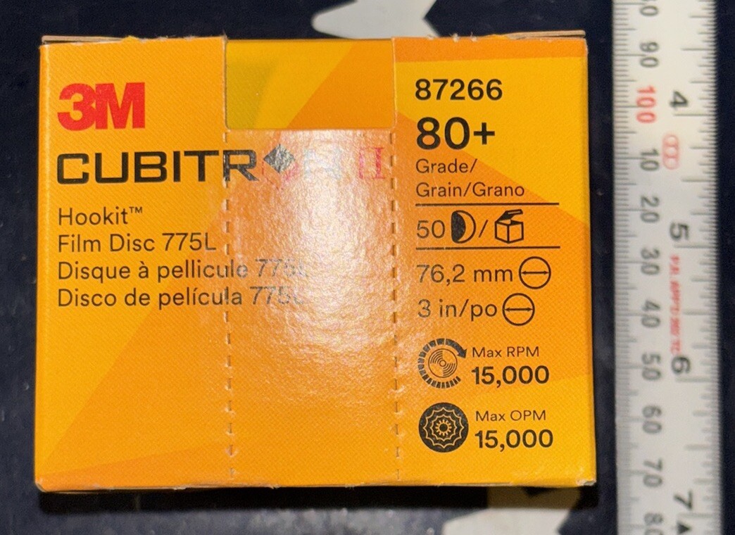 3M 3” Cubitron II 80+ Grade/Grain/Grit 87266 Hookit 775L 50 Disc Per Pack