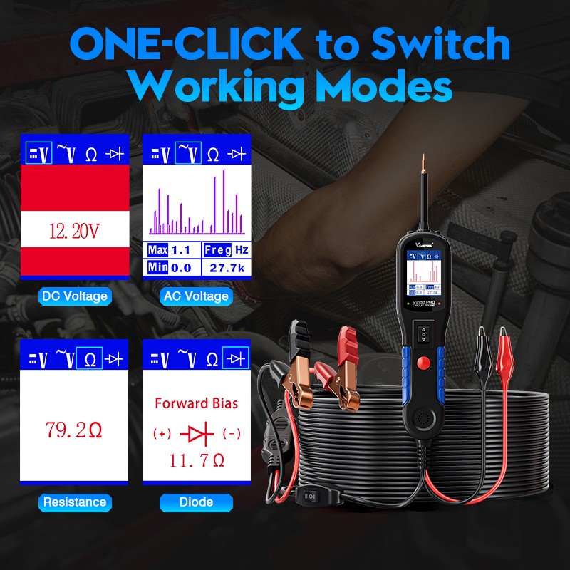 VDIAGTOOL V200Pro PowerScan Circuit Tester Electrical Power Probe Tool 12V/24V