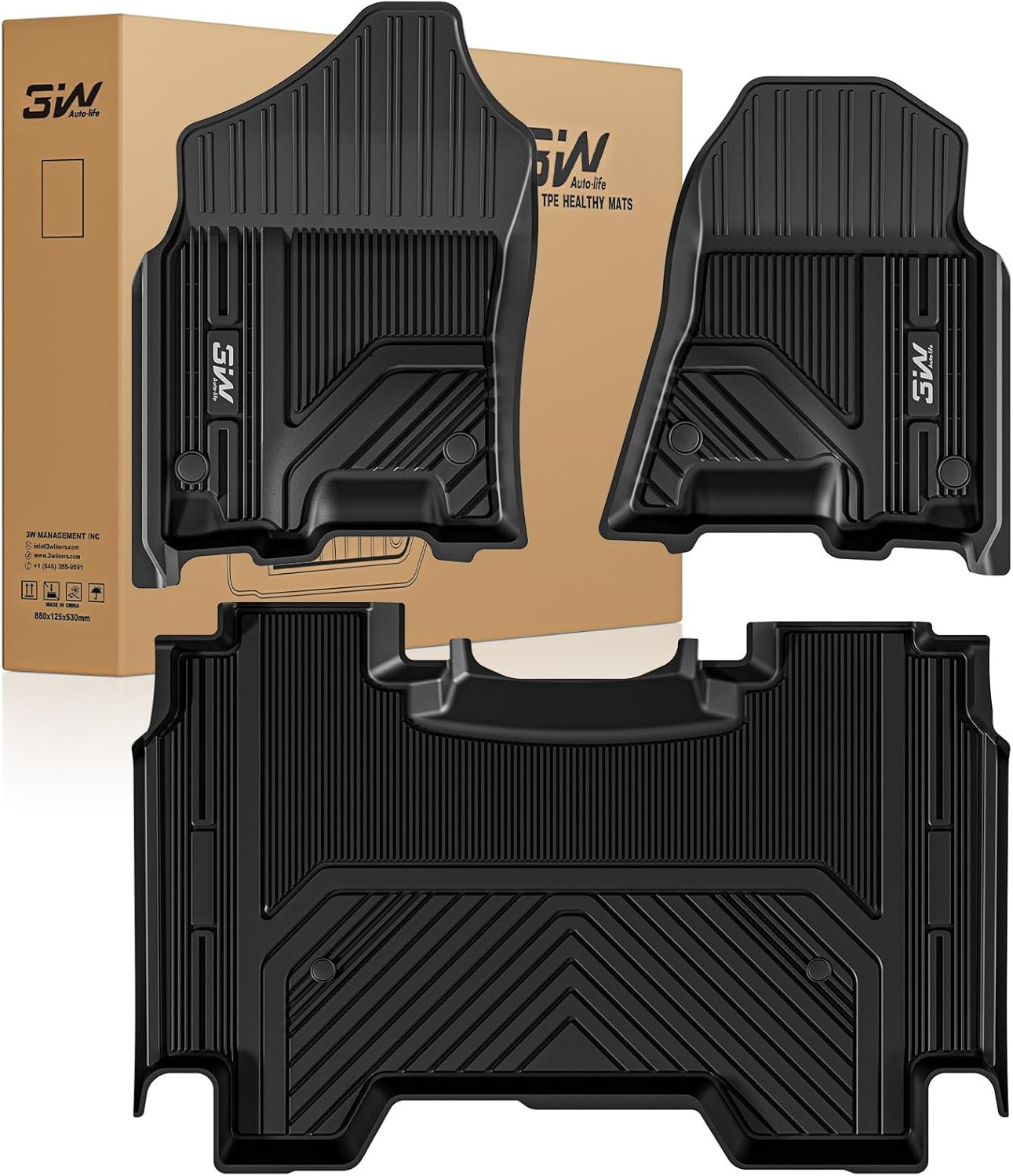 3W Floor Mats Fit for 2019-2024 Dodge Ram 1500 Crew Cab New Body (NOT Classic Mo