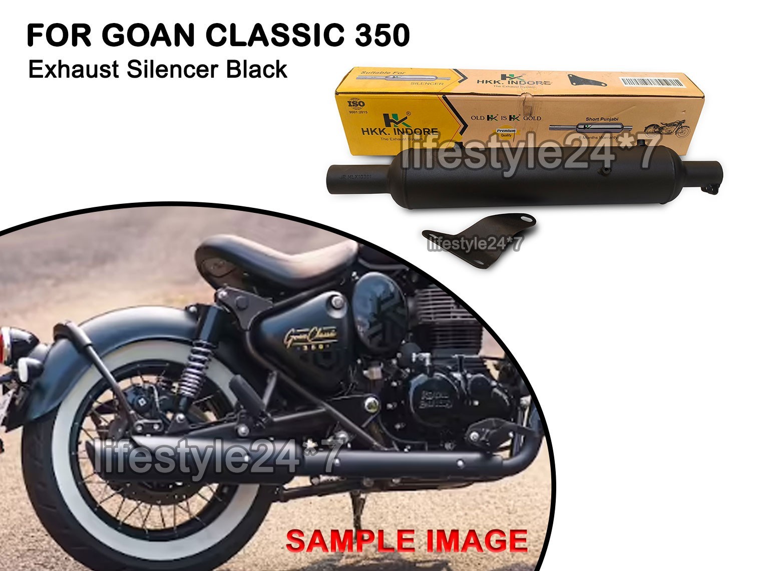 Moderate Exhaust Silencer Black For Royal Enfield Goan Classic 350