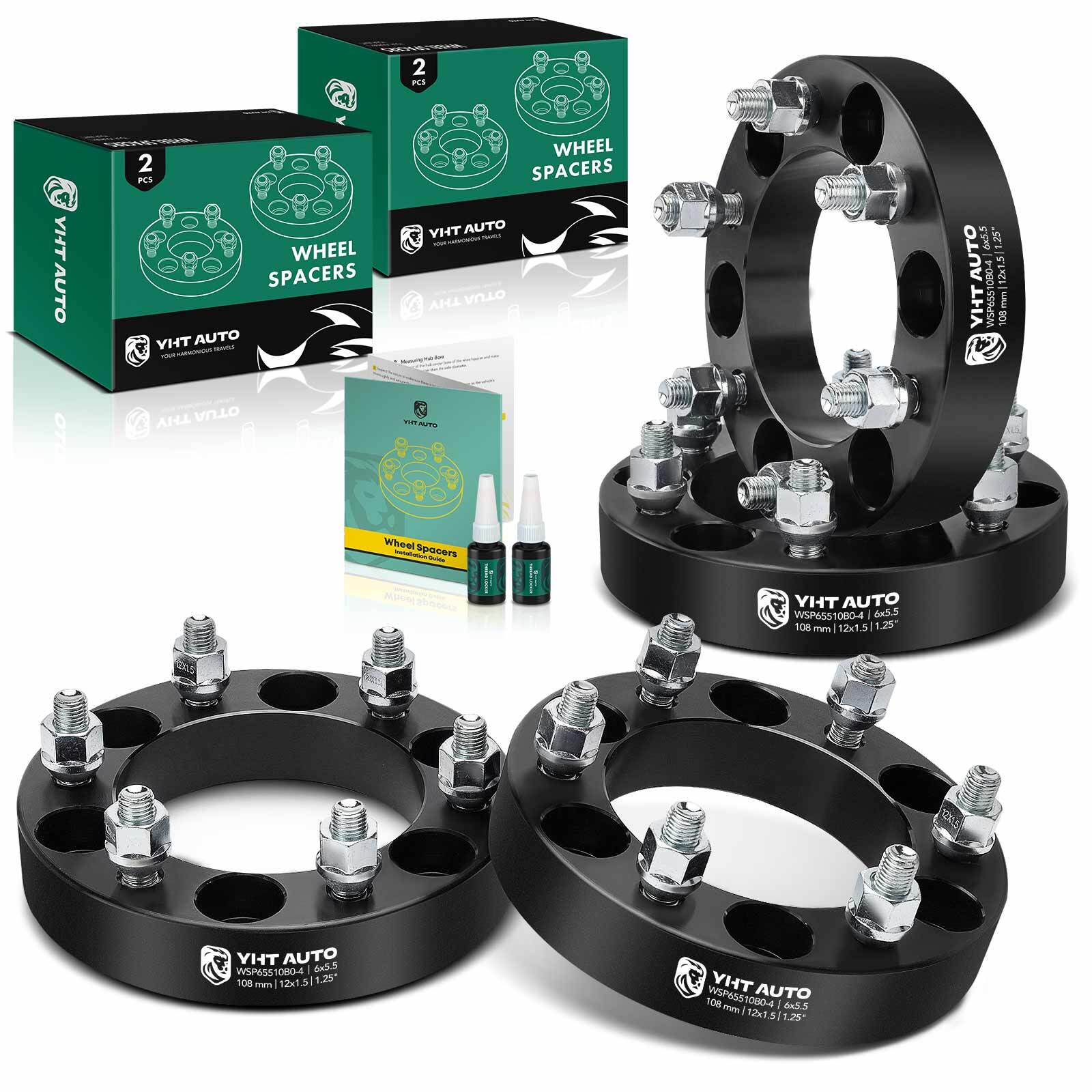 4pcs 6×5.5″ to 6×5.5″ Wheel Spacers M12x1.5 108mm 1.25″ for Chevy Dodge Toyota