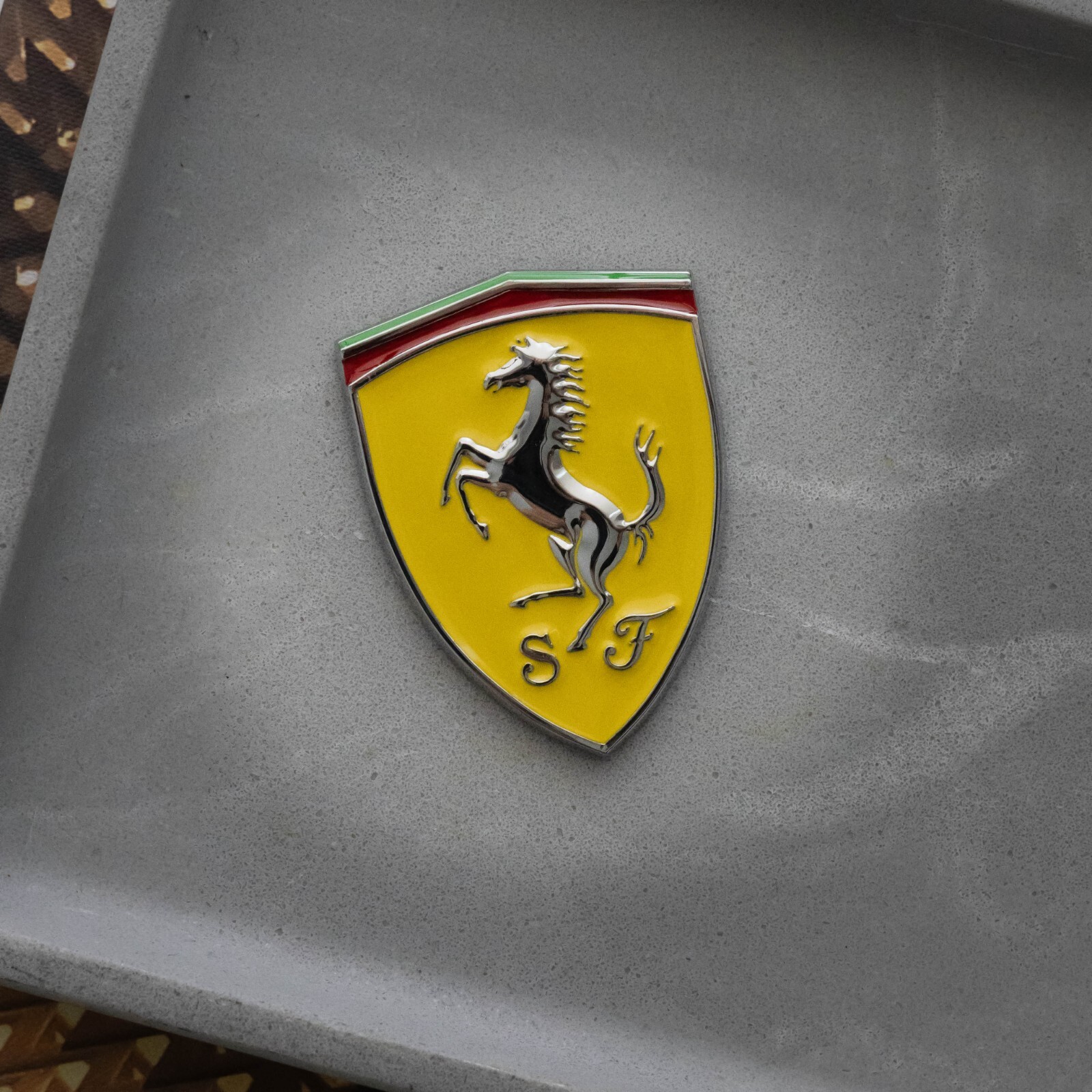 Ferrari 3D Emblem Sticker – 3″ x 2.5″ – Yellow & Chrome Badge – Eliteauto3k