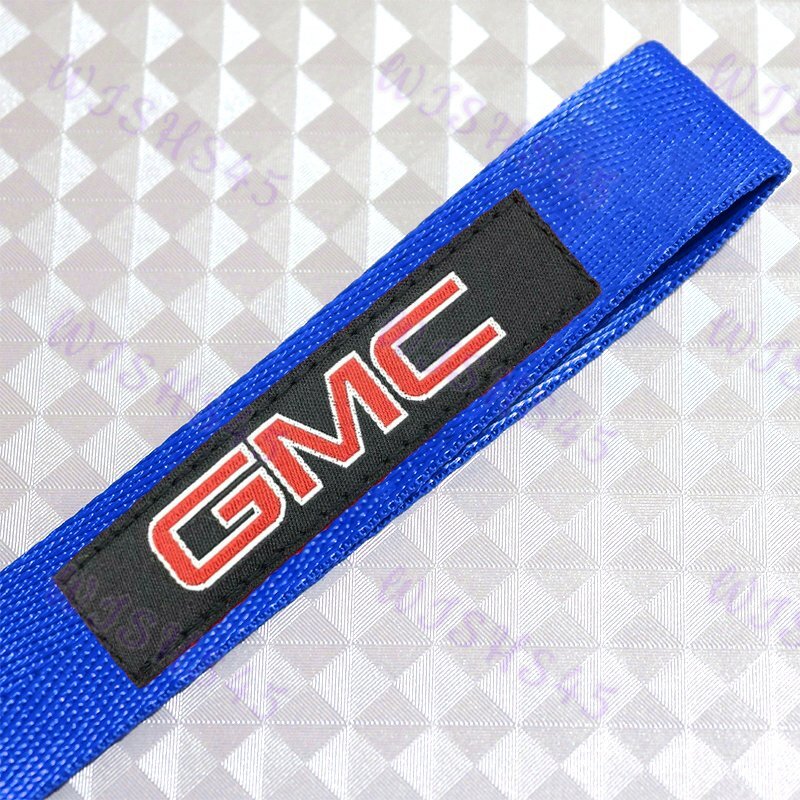 Metal Keychain Backpack key Ring Hook Strap For GMC Racing Blue Lanyard Nylon