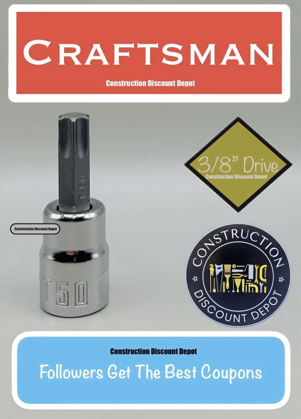Craftsman Sockets 3/8″ Drive T50 Torx Bit Socket CMMT42667