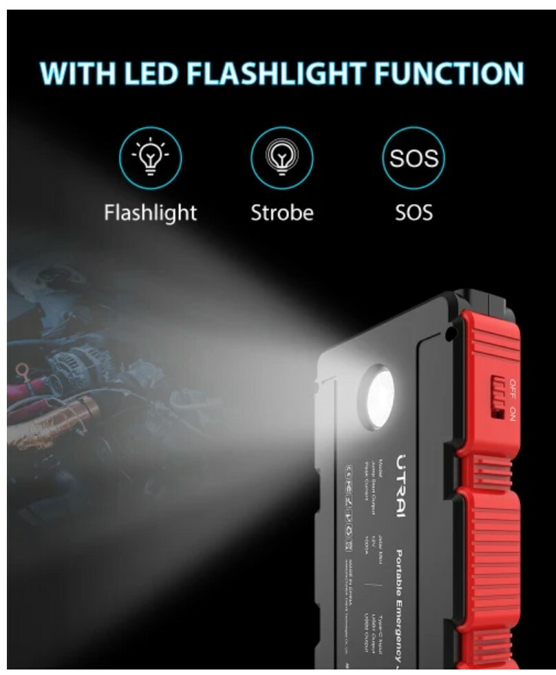 UTRAI Car Battery Starter, 1000A Peak 13000mAh 12V Car Auto Jump Starter