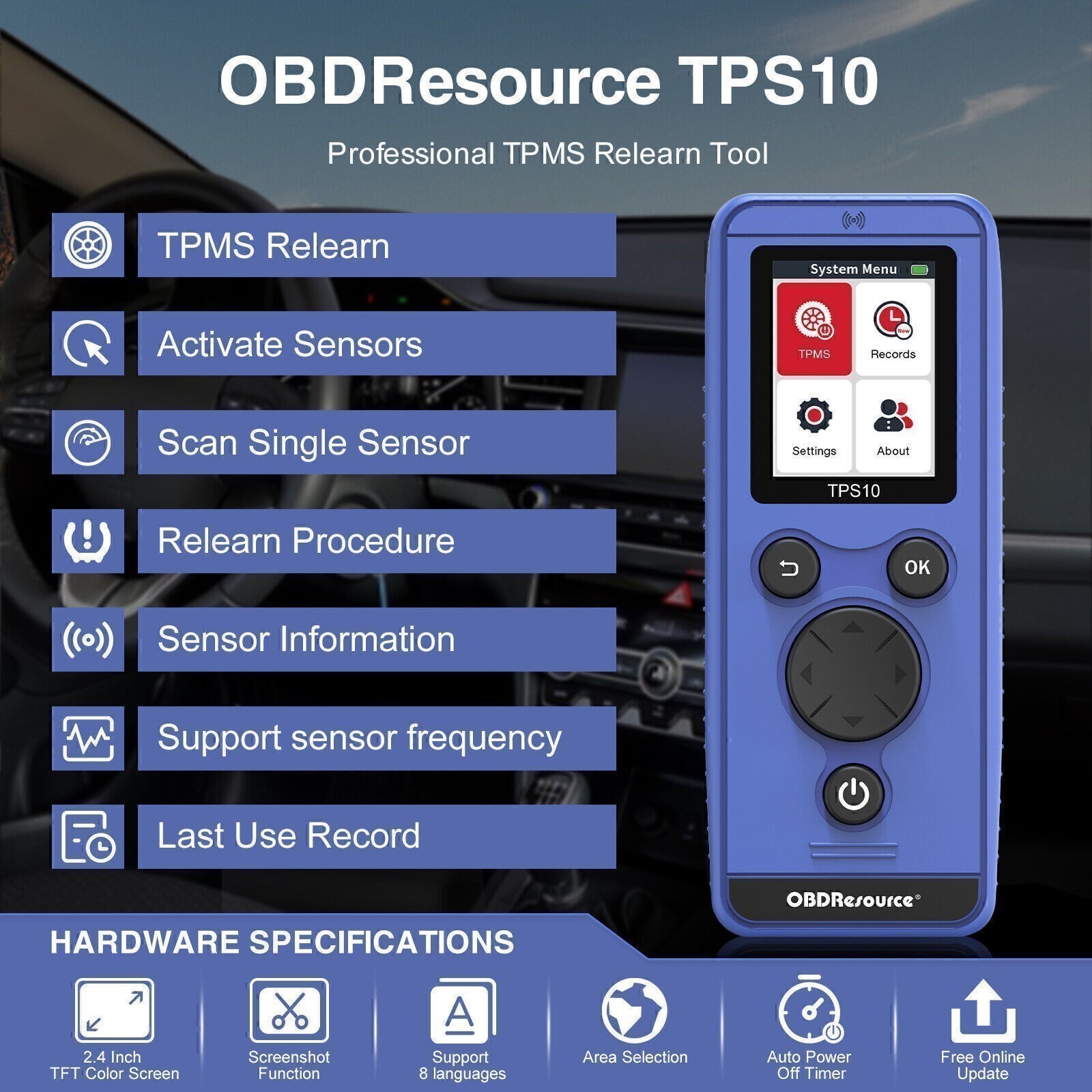 TPMS Relearn Car Tire Pressure Sensor Activation Reset Tool For 315/433MHz