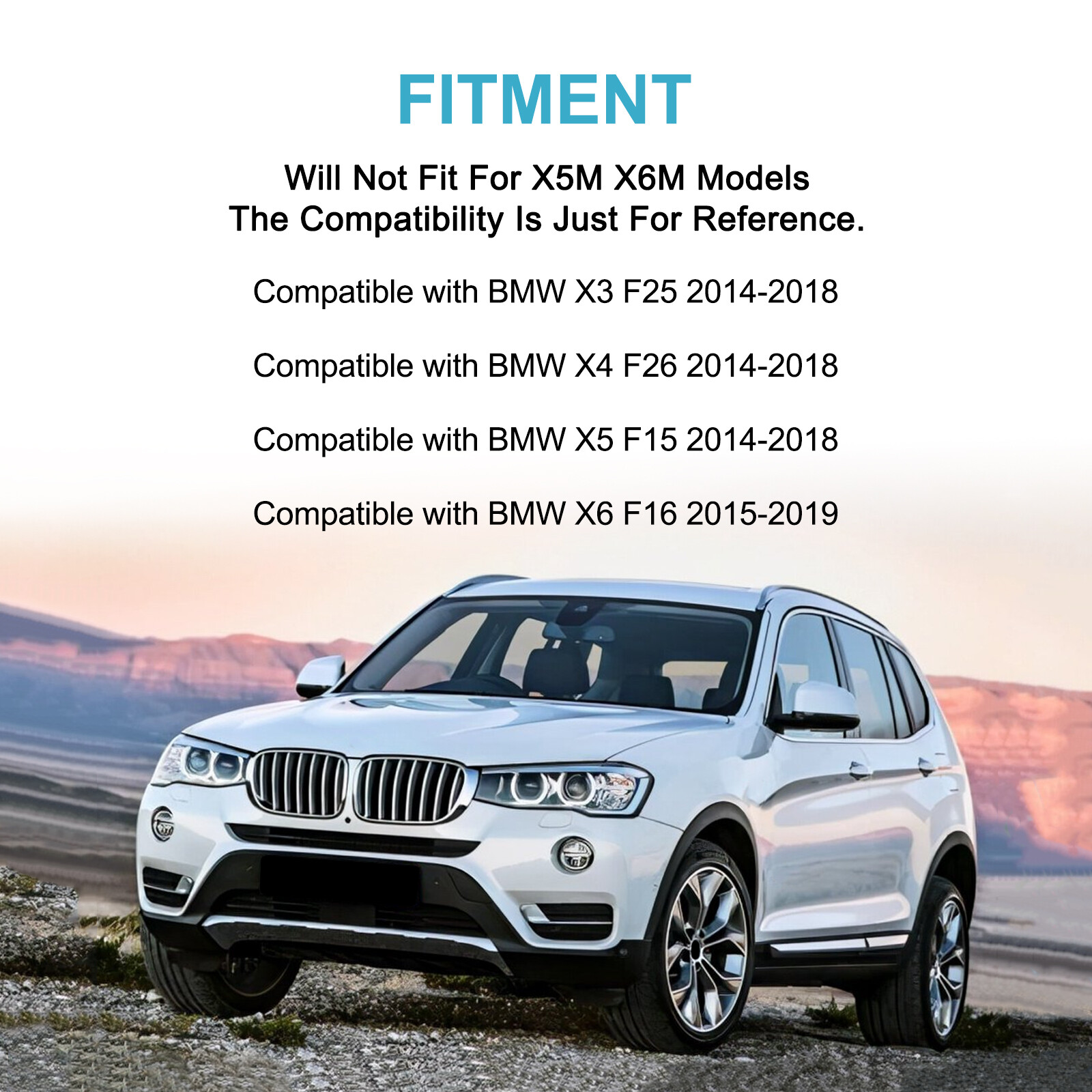 M Look Gloss Black Side Mirror Cover Caps For BMW X5 F15 X4 F26 X3 F25 2014-2018